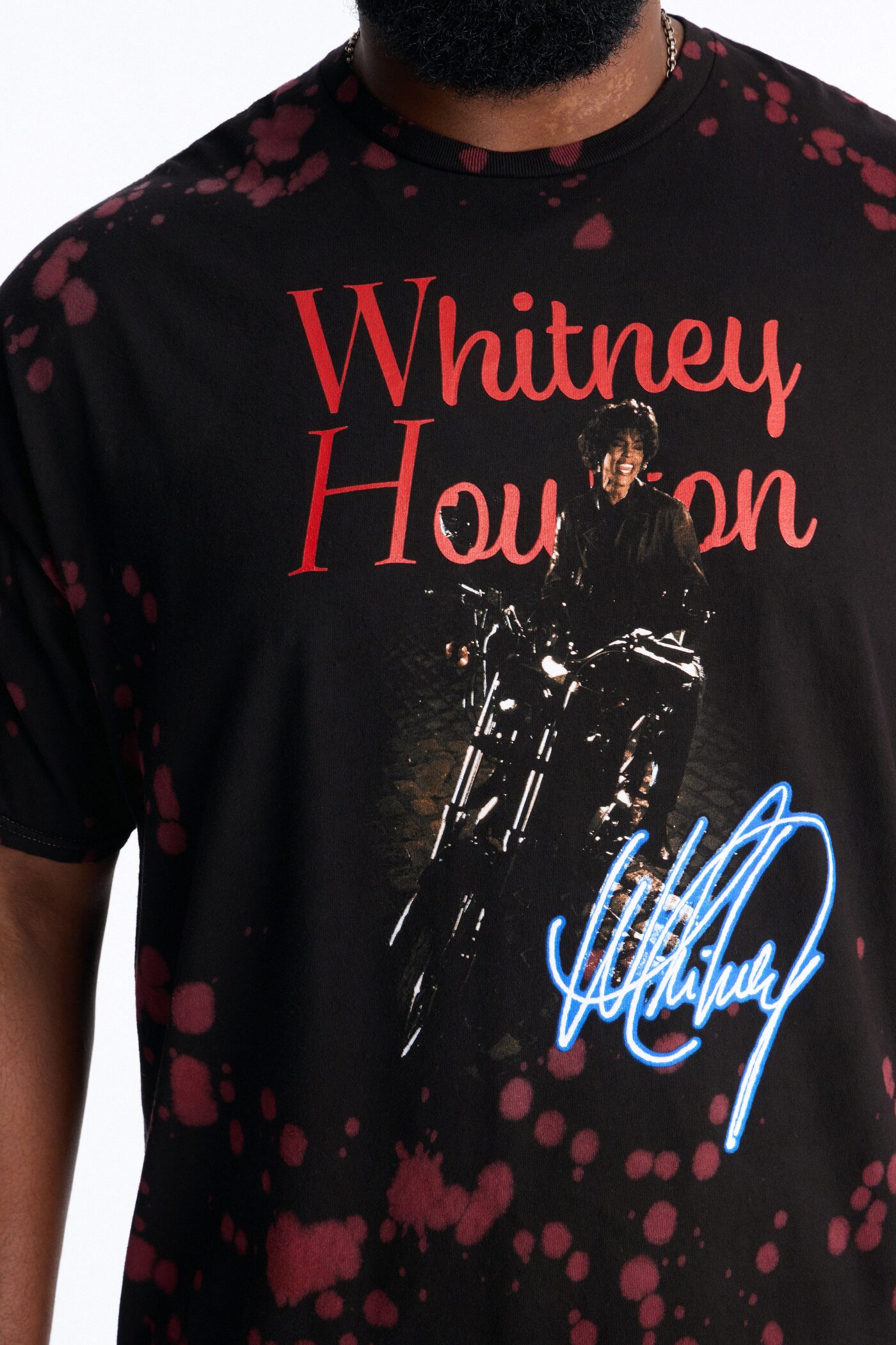 Whitney Houston Dyed Short Sleeve Tee - Black/Red