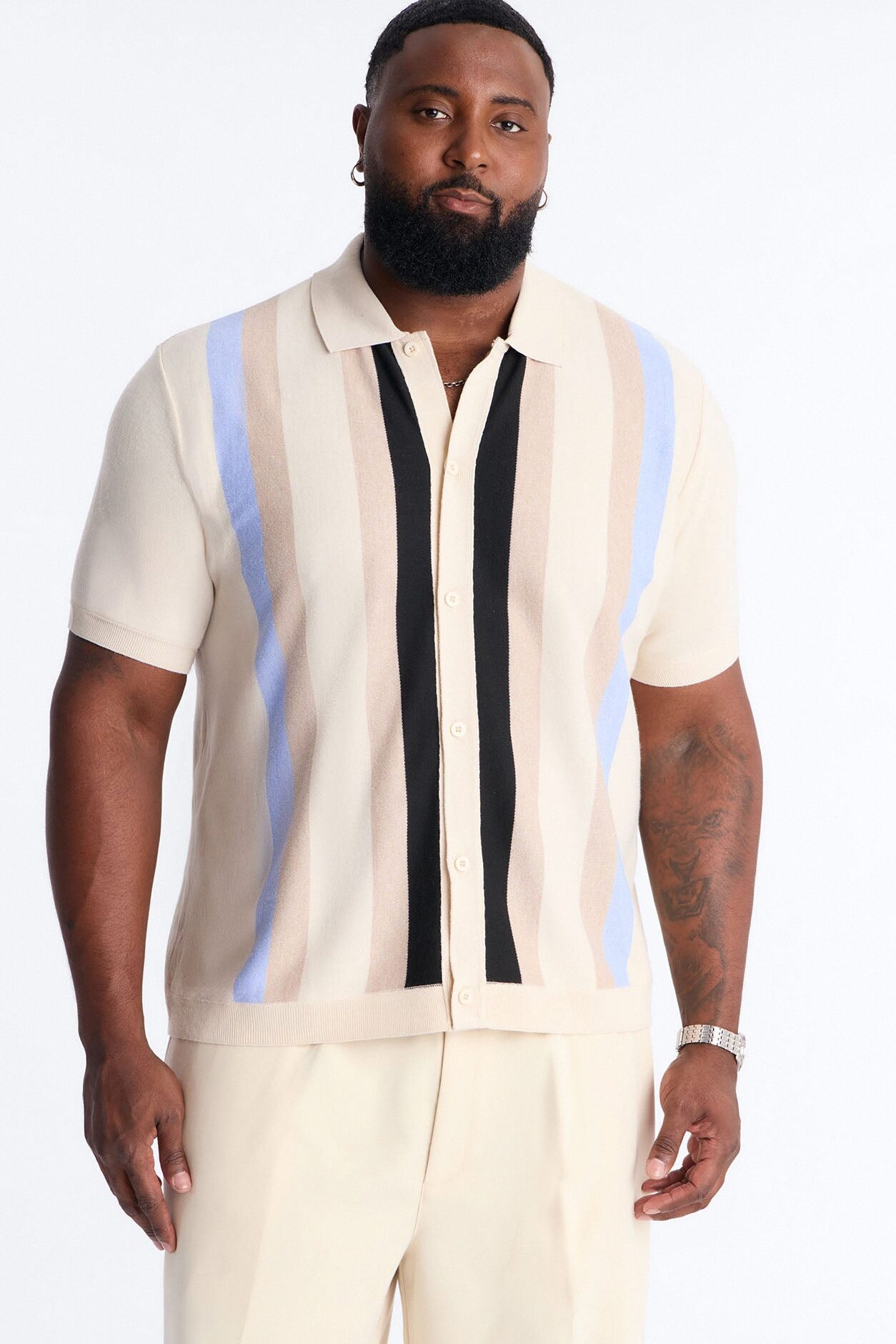 Sundown Lounge Button Up - Blue/combo