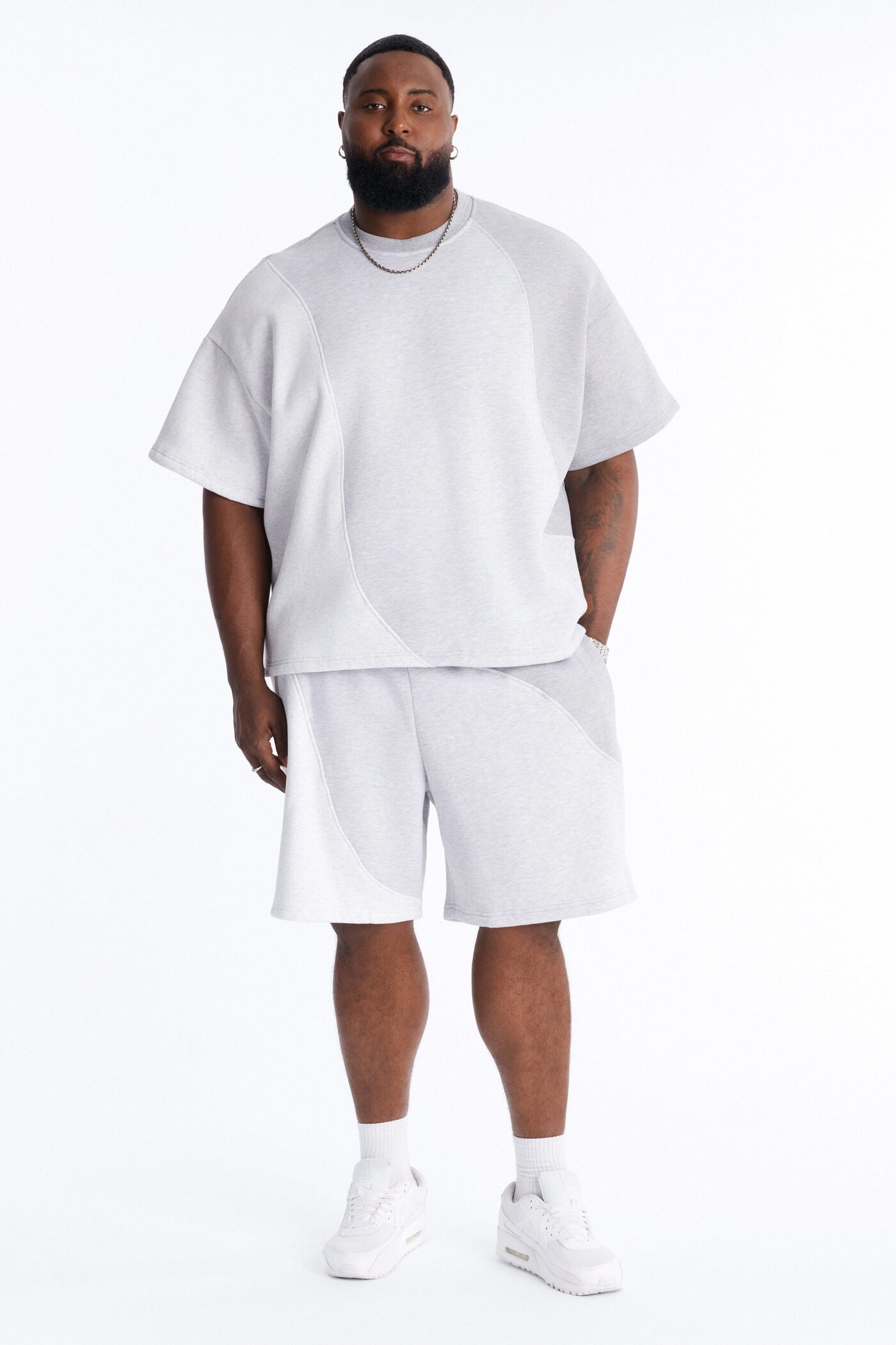 Neapolitan Paneled Relaxed Sweatshort - Grey/combo