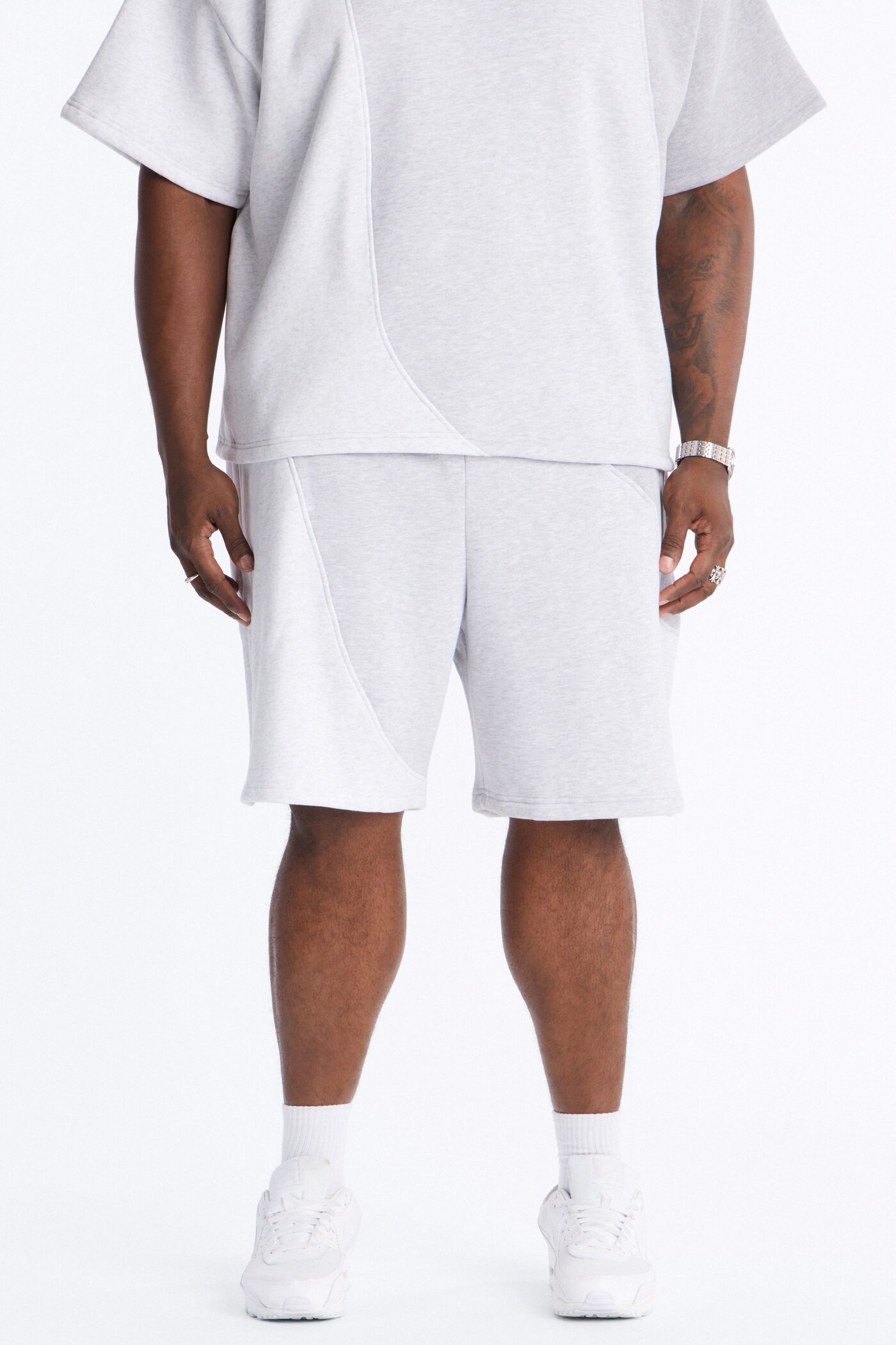 Neapolitan Paneled Relaxed Sweatshort - Grey/combo