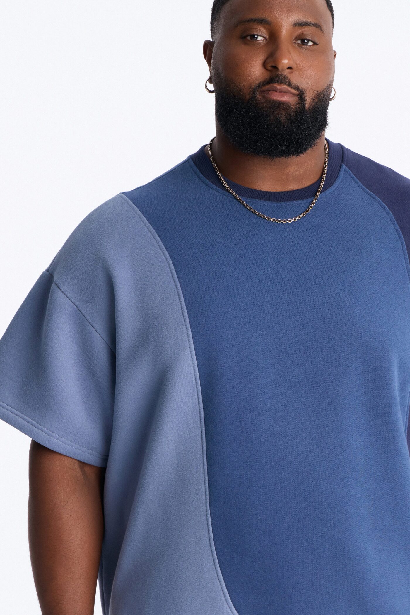 Oversized Neapolitan Paneled Sweatshirt - Blue/combo