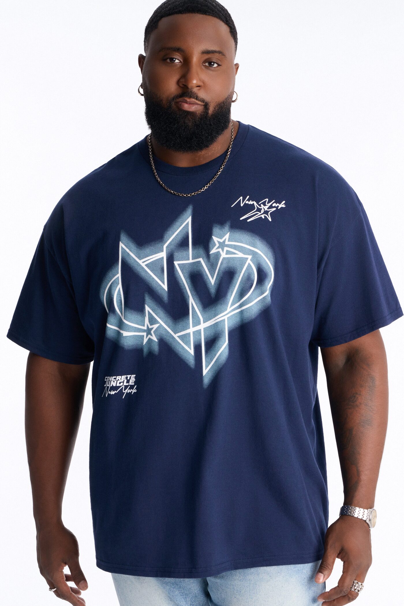 NY Stars Oversized Short Sleeve Tee - Navy
