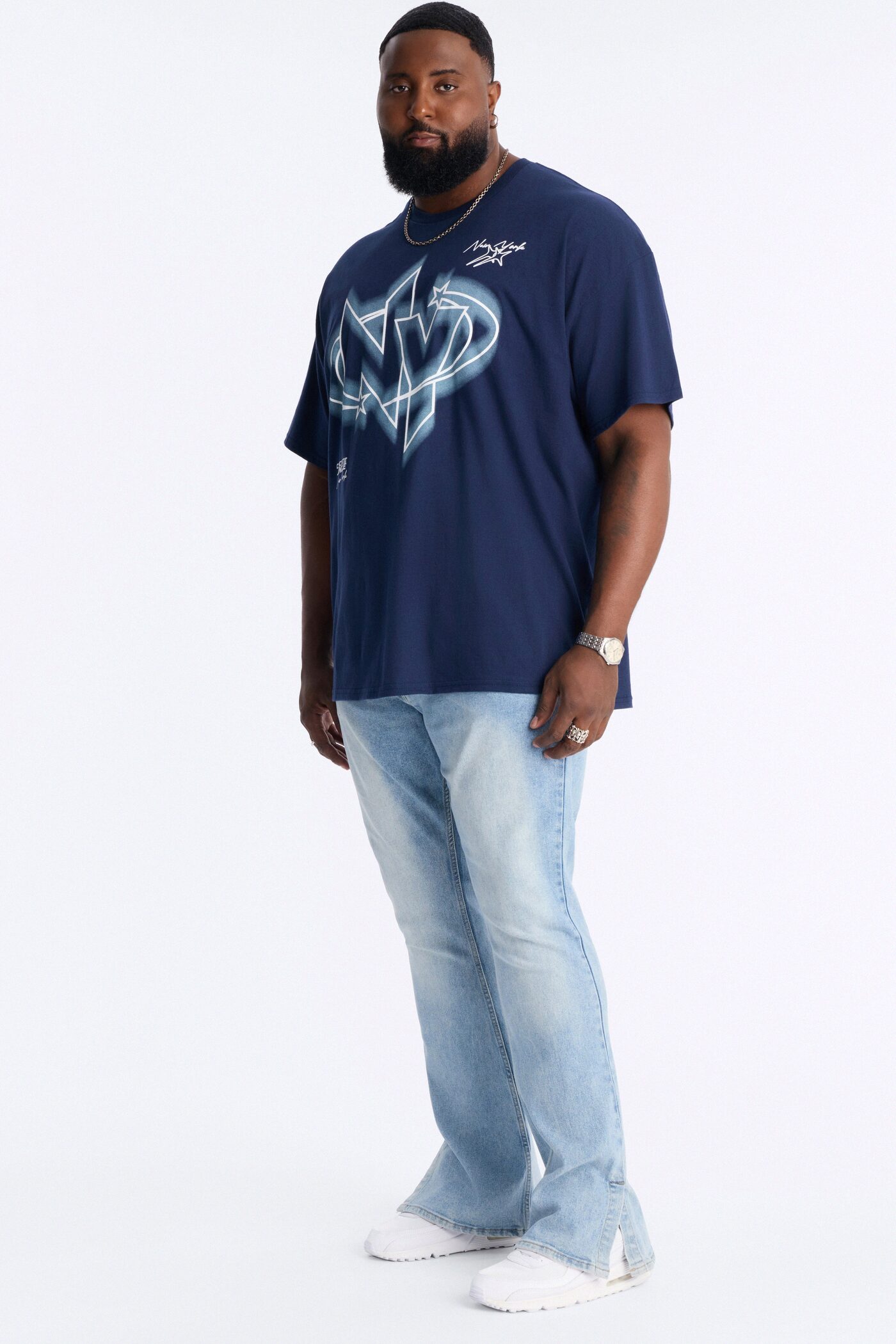 NY Stars Oversized Short Sleeve Tee - Navy