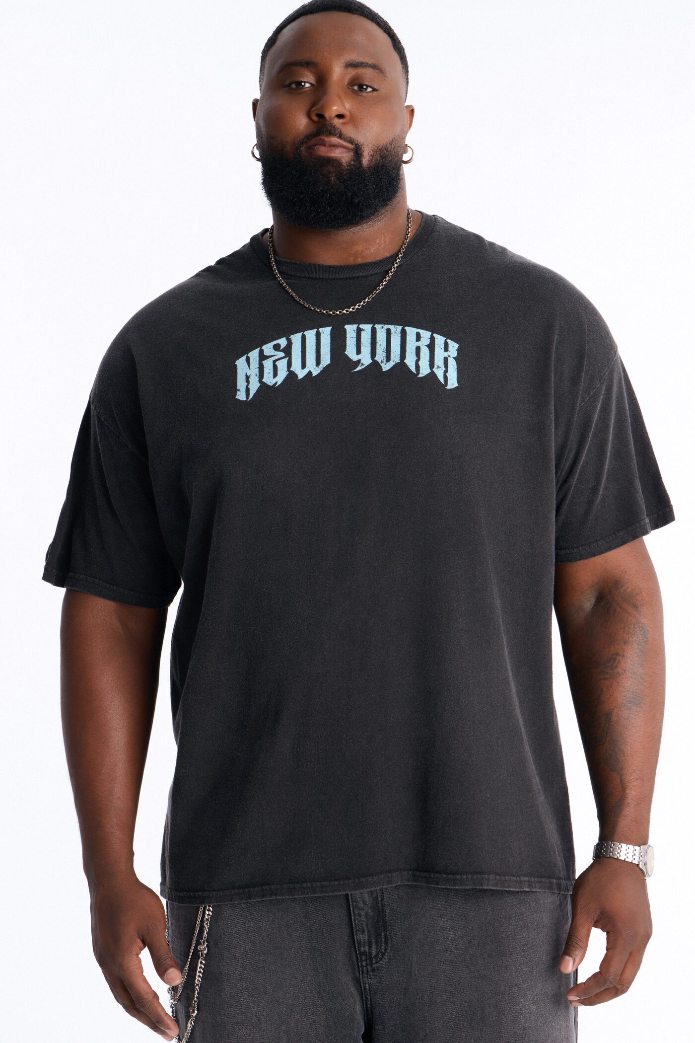 New York Bridge Oversized Short Sleeve Tee - Black