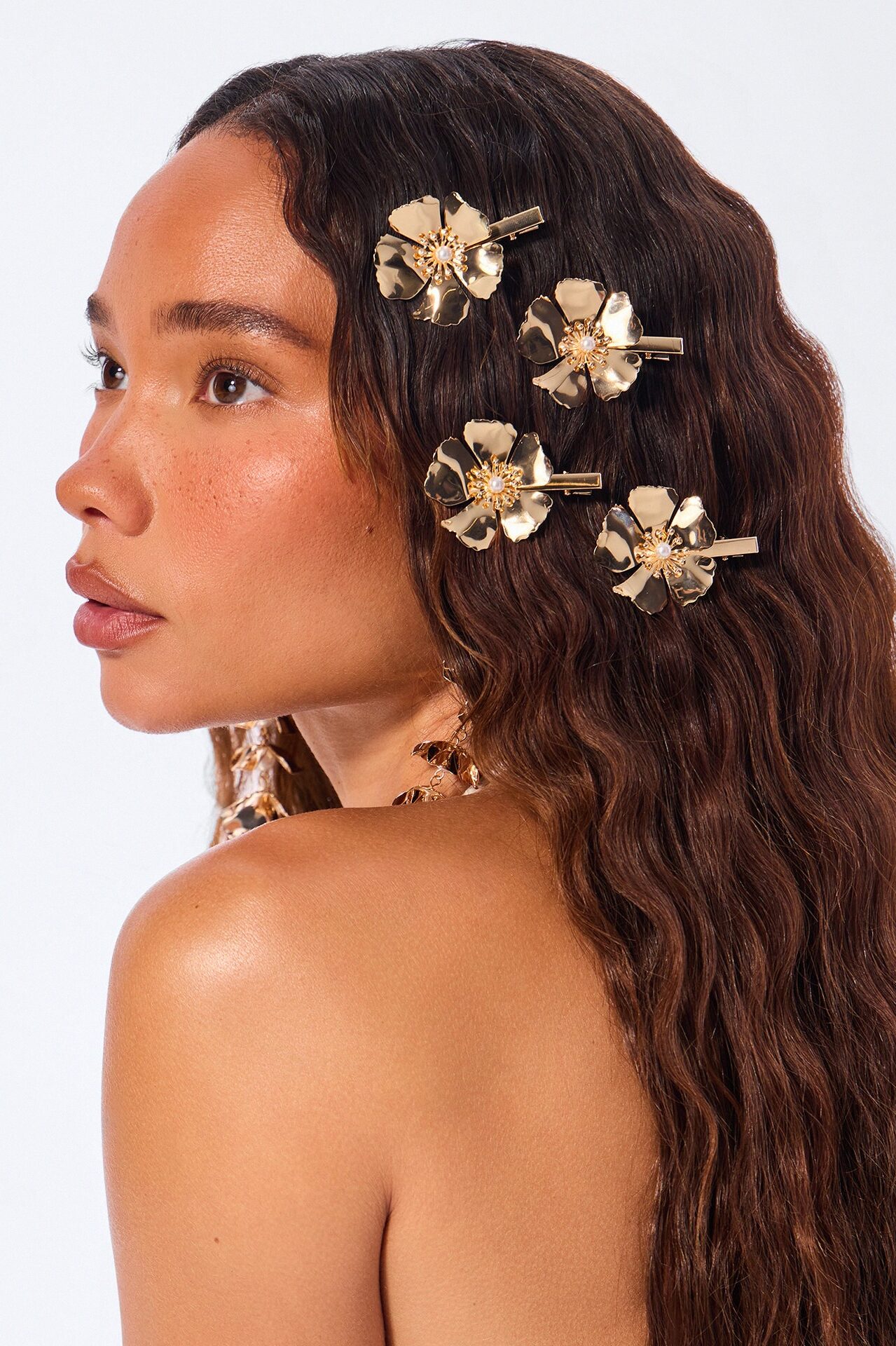 Bring Me Flowers 4 Piece Hair Clip Set - Gold