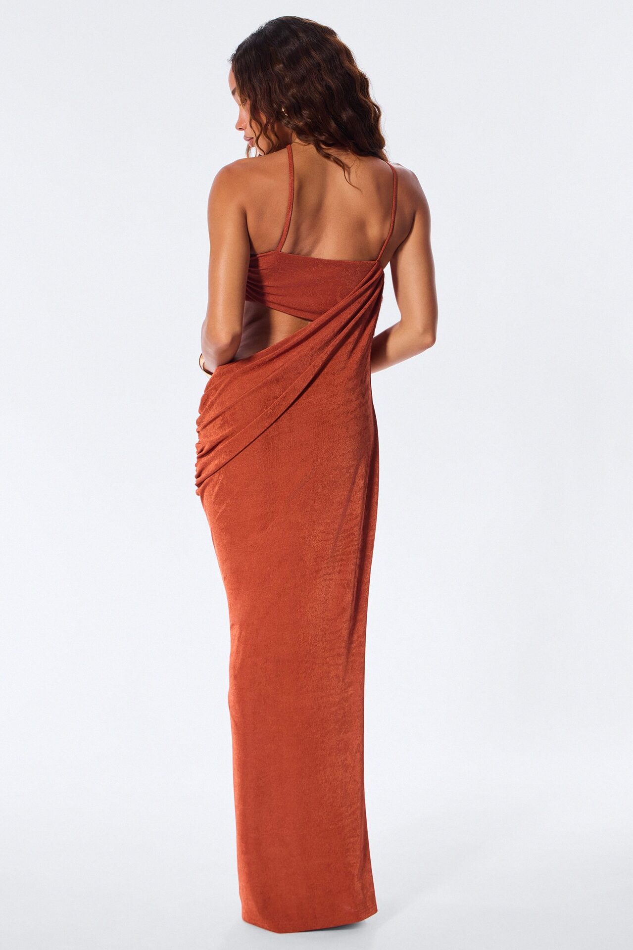Heatwave Slinky Maxi Dress - Rust