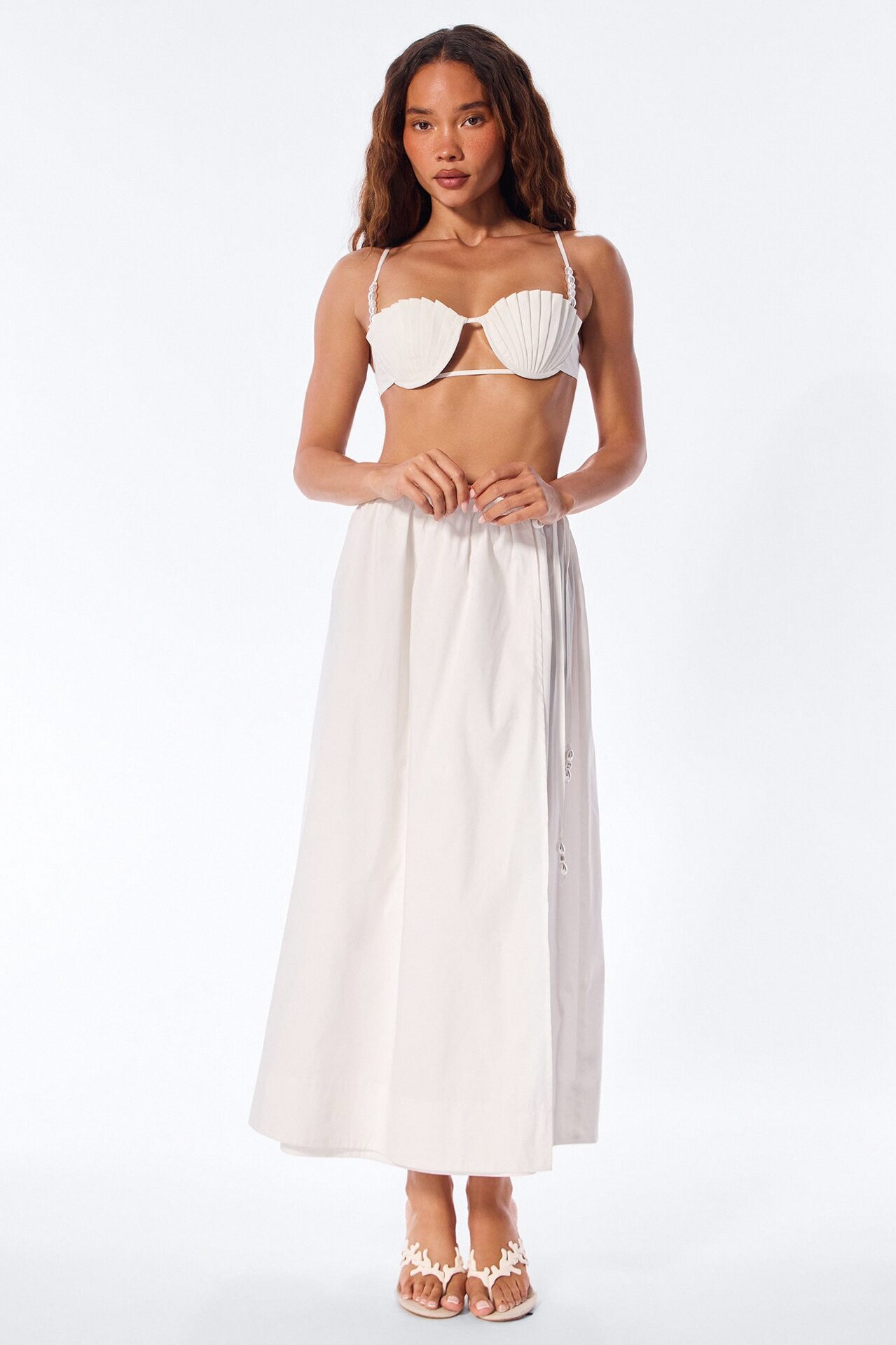 Daydream Poplin Midi Skirt Set - White