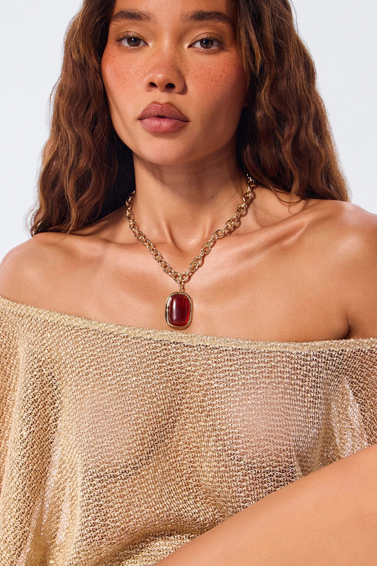 Beauty Beholder Necklace - Gold/Brown