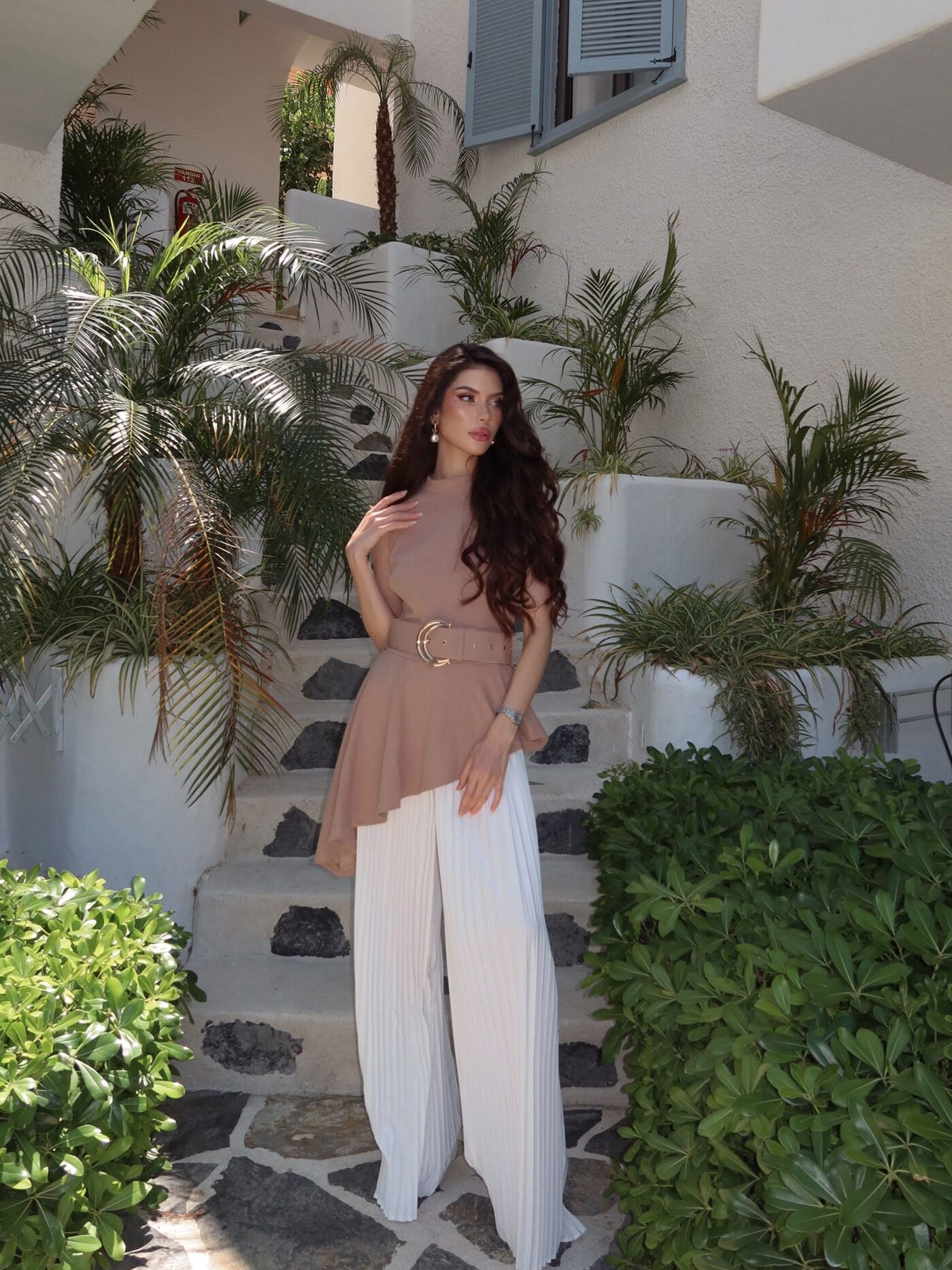 Rosa Twofer Belted Jumpsuit - Taupe
