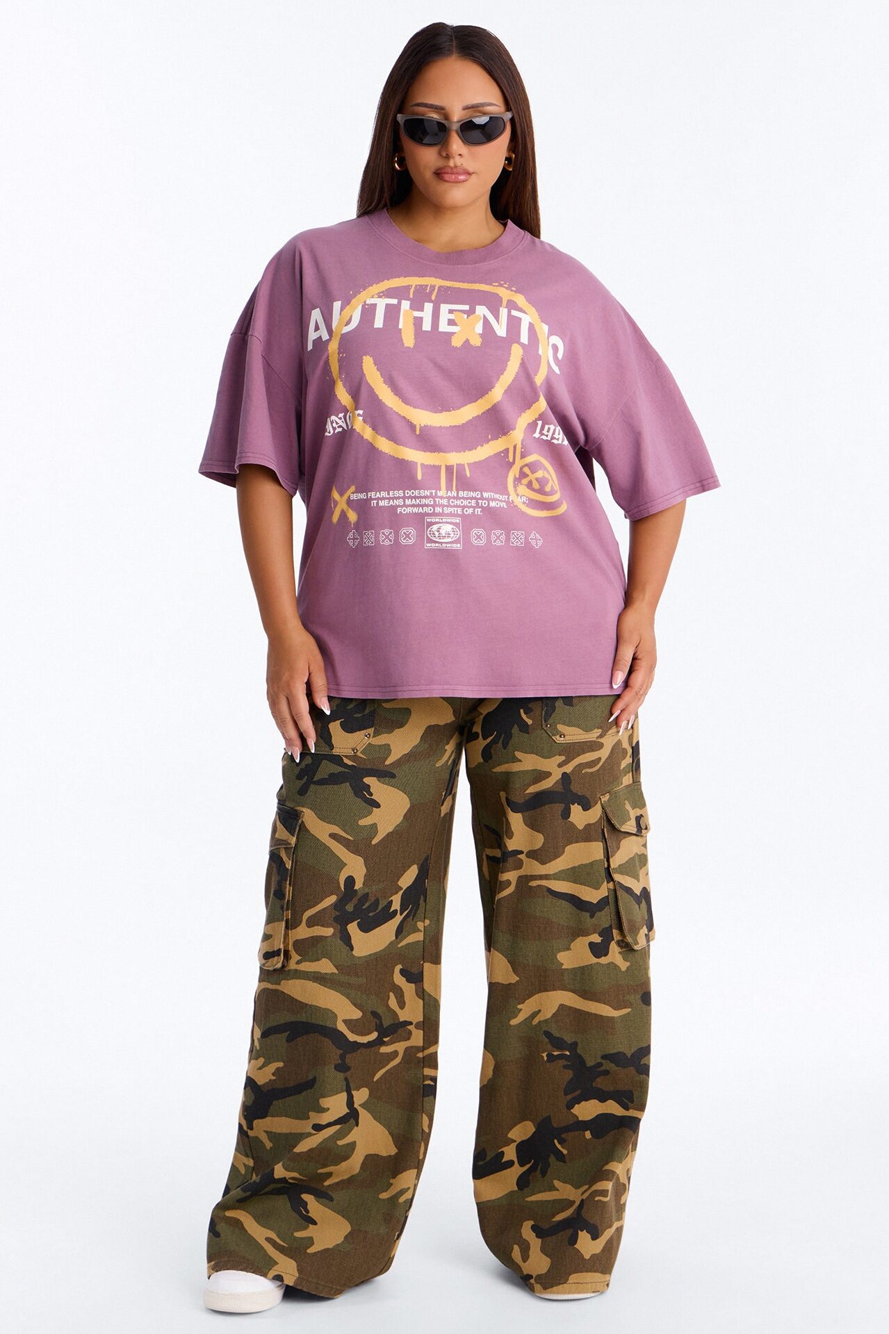 Authentic Smiles Washed T-Shirt - Purple