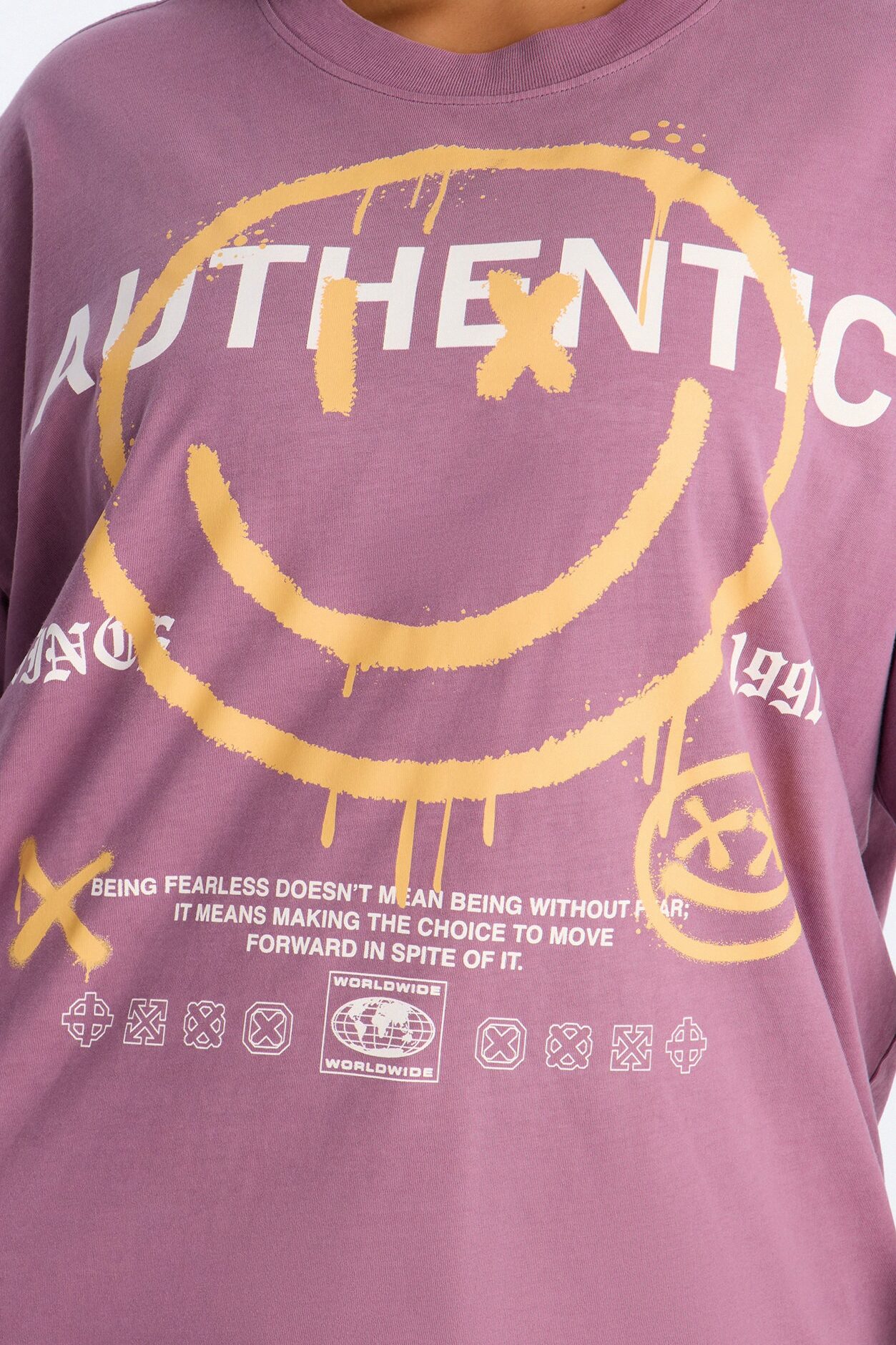 Authentic Smiles Washed T-Shirt - Purple