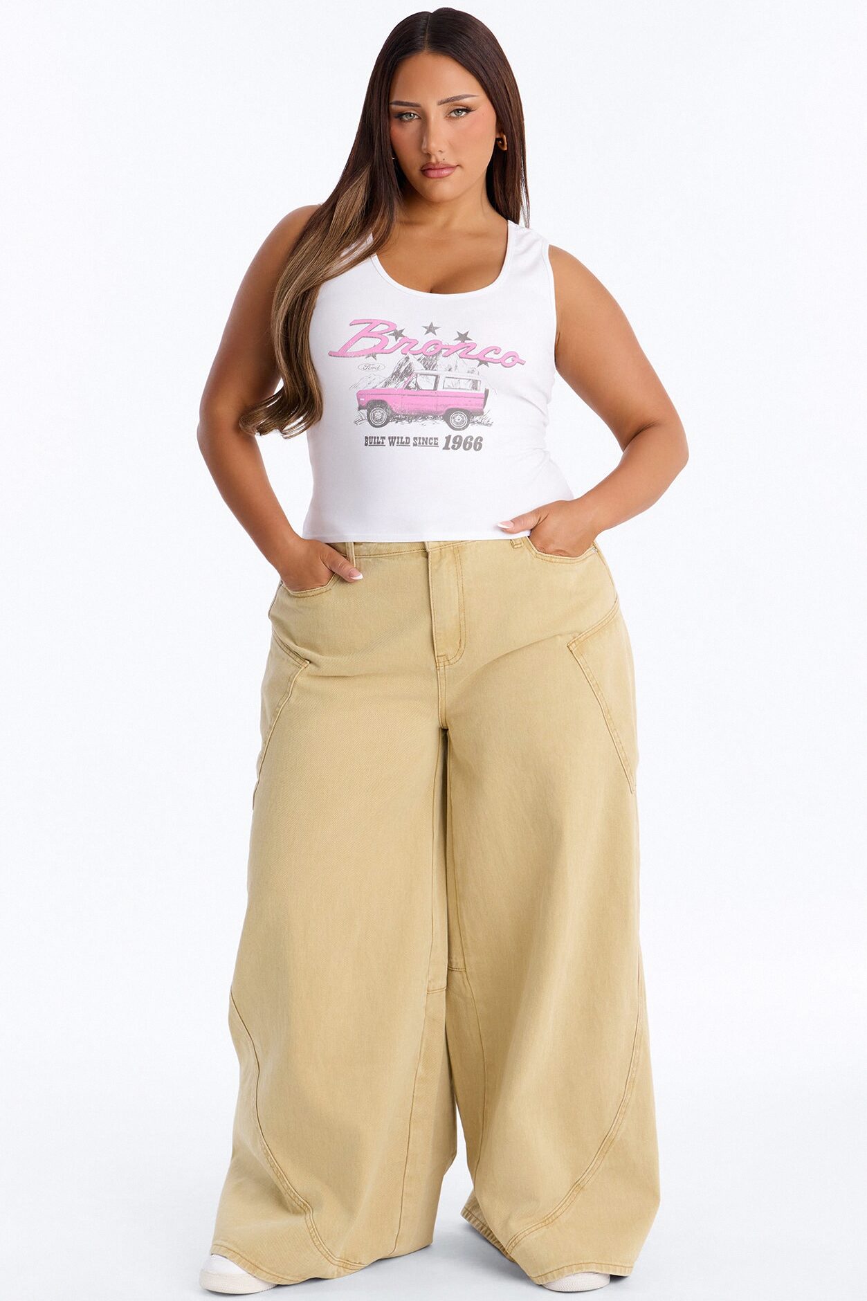 Ford Bronco Crop Tank - White