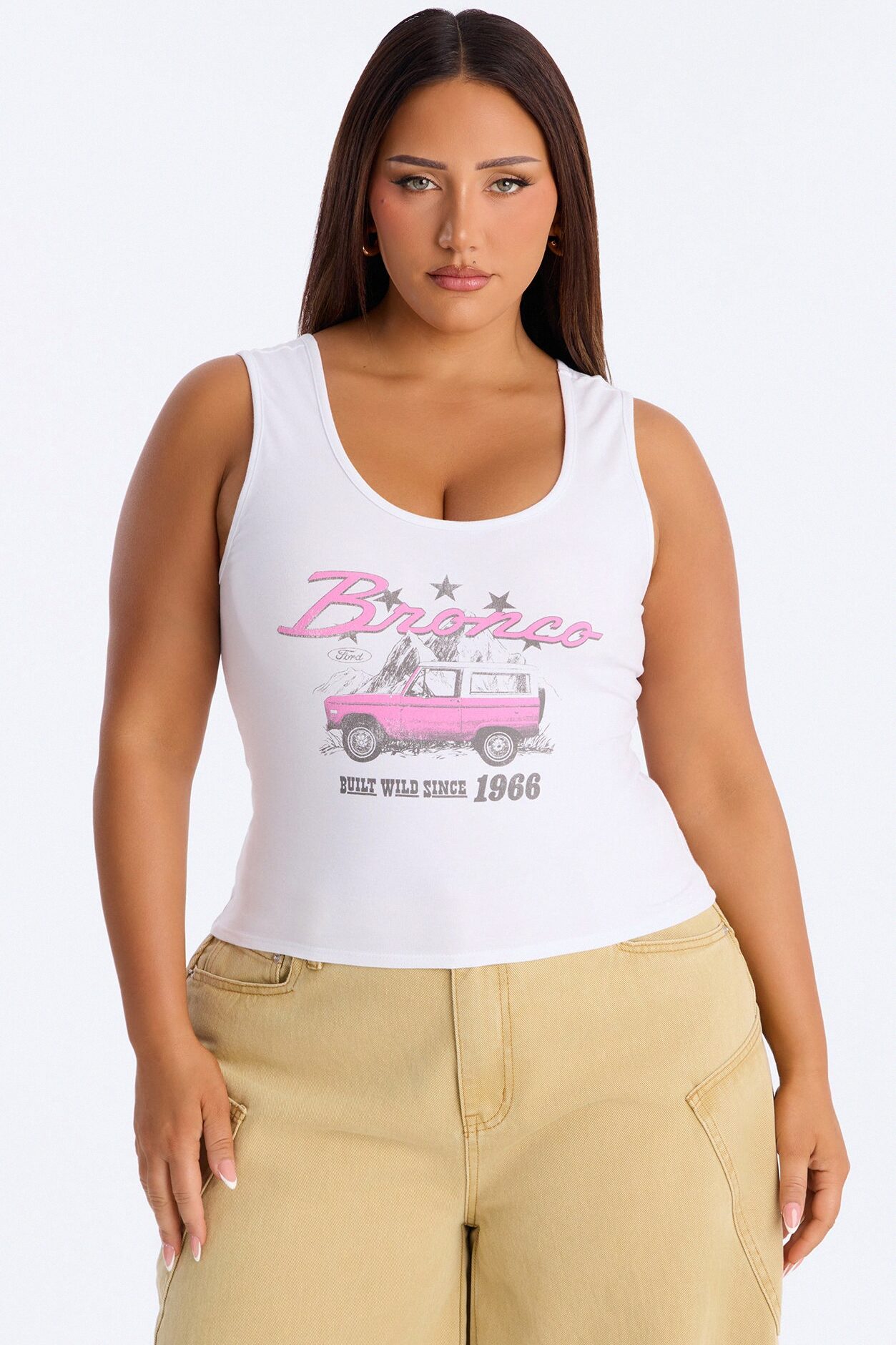 Ford Bronco Crop Tank - White