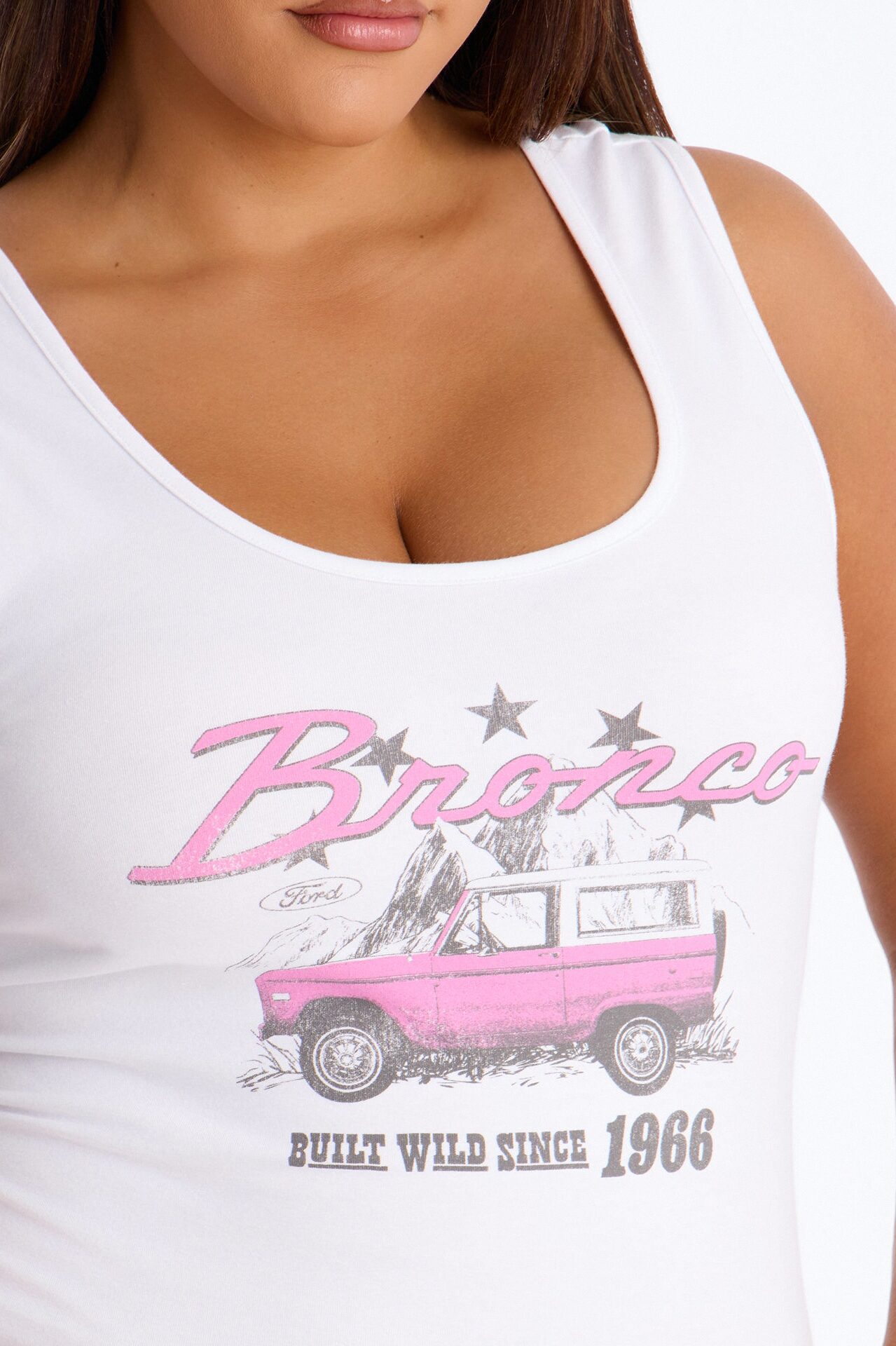 Ford Bronco Crop Tank - White