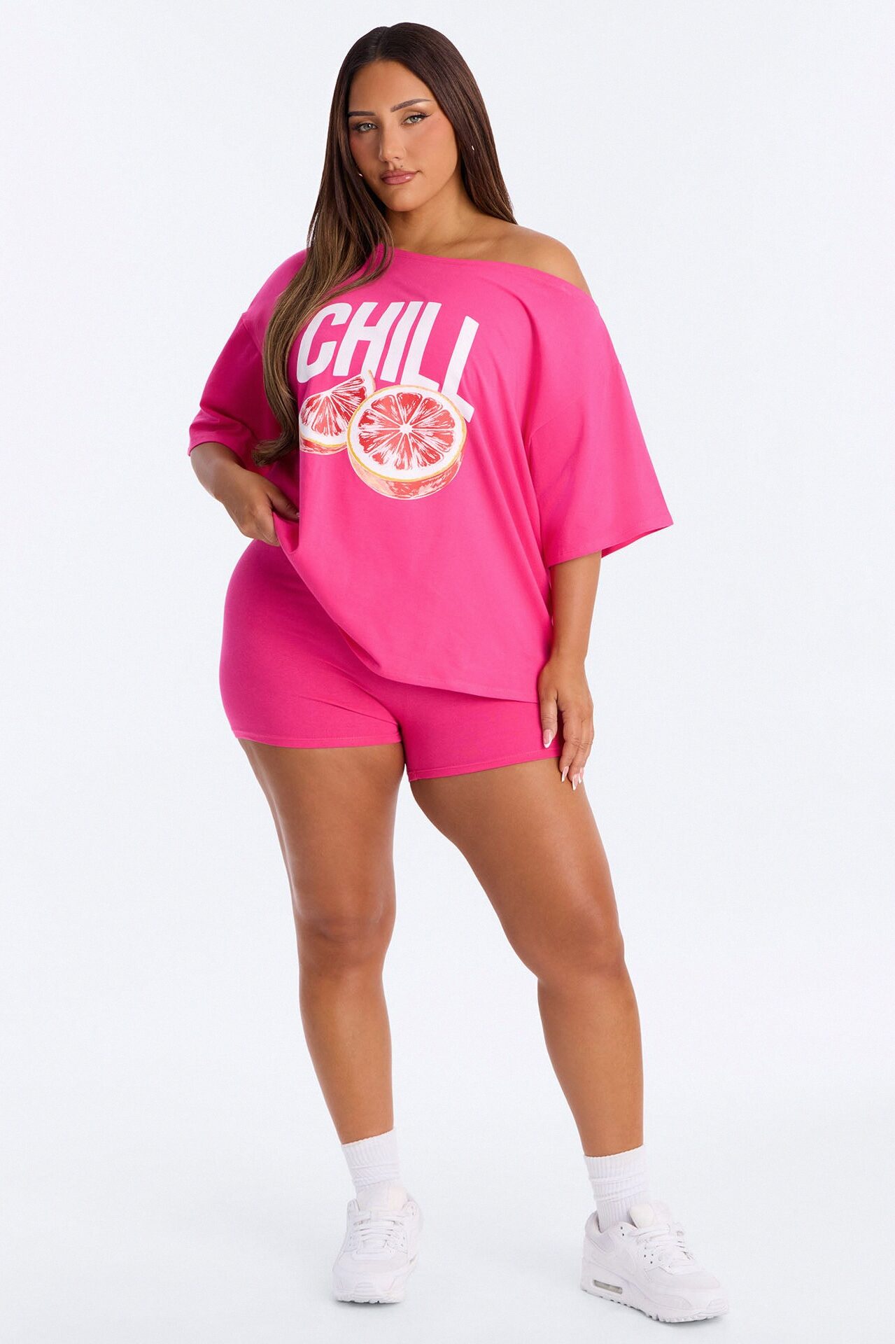 So Chill Off Shoulder Short Set - Pink