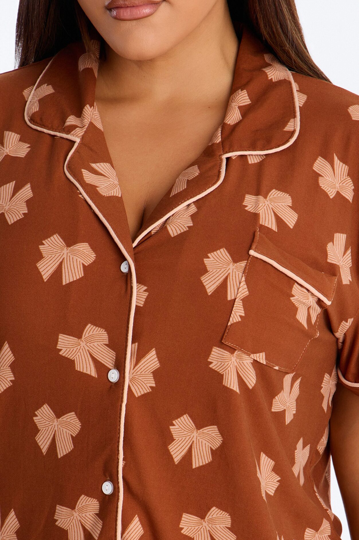 Snuggle Me Button Up PJ Short Set - Brown