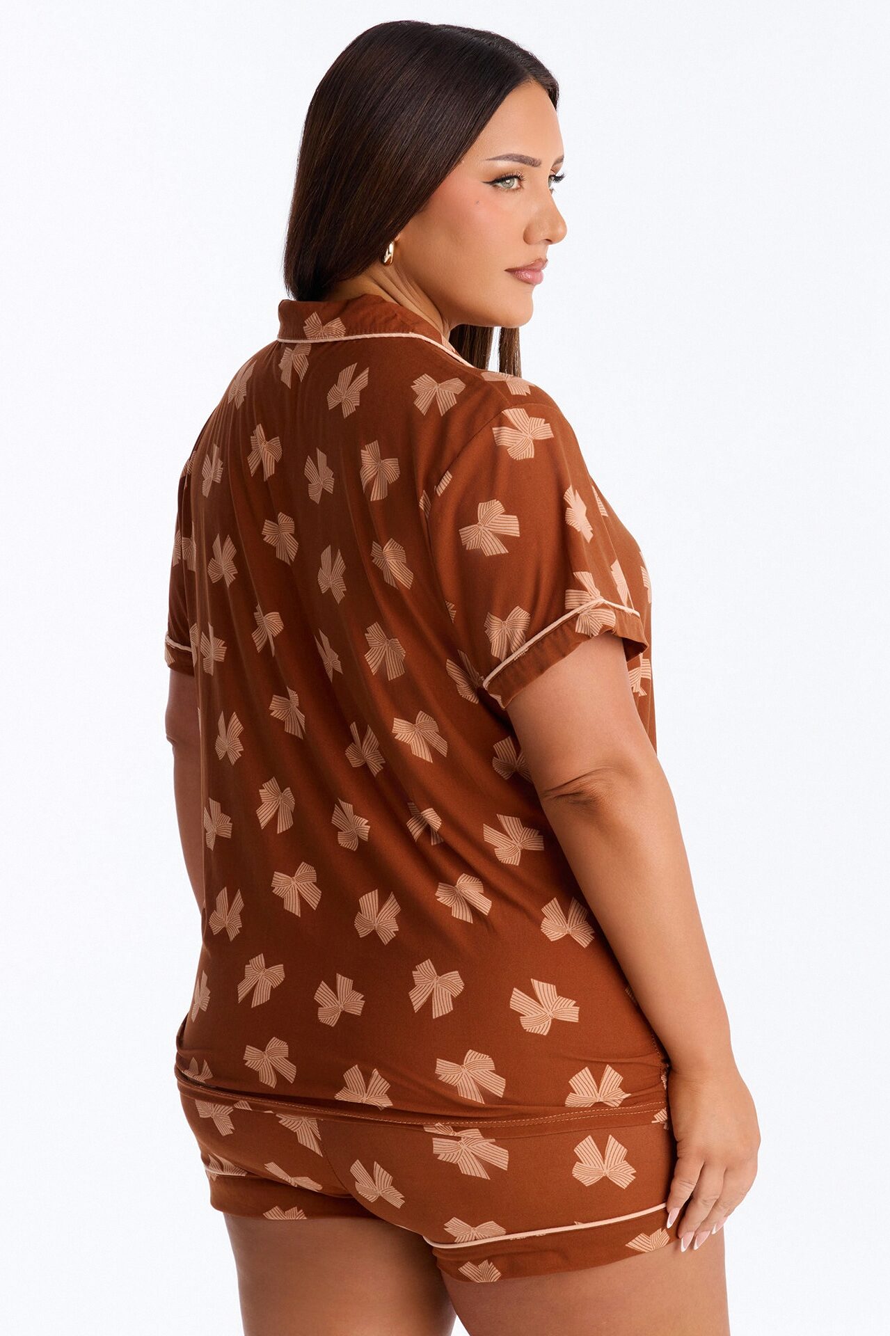 Snuggle Me Button Up PJ Short Set - Brown