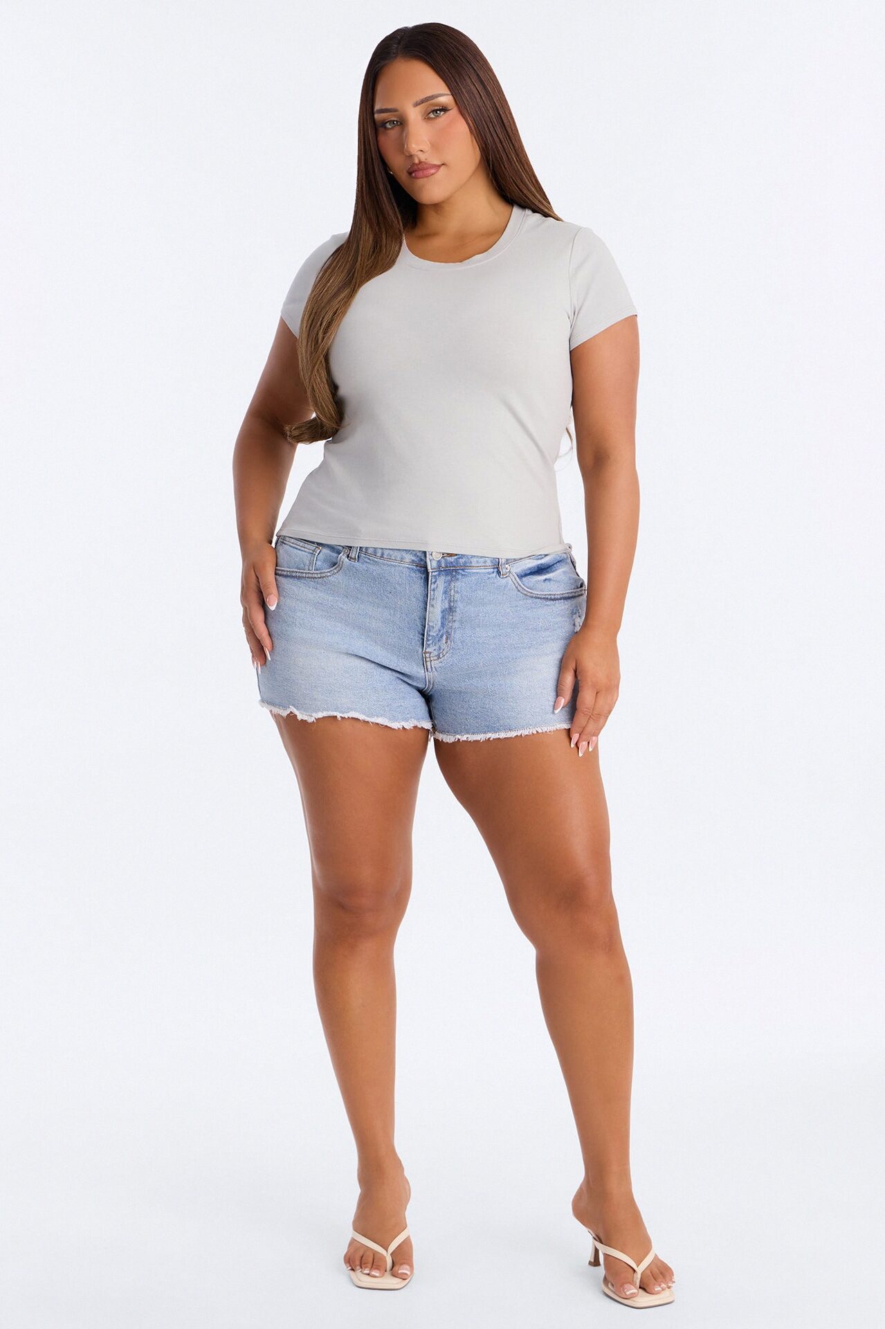Alyssa Crew Neck Top - Light Grey
