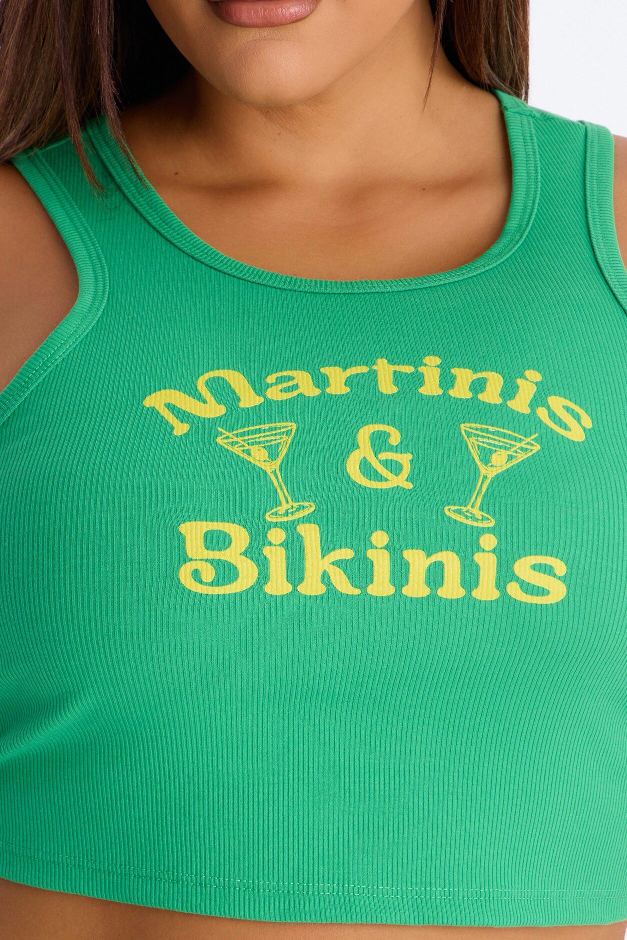 Martinis and Bikinis Ribbed Tank Top - Kelly Green