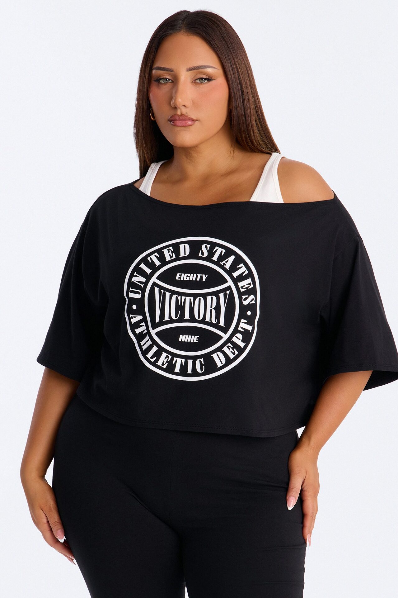 Victory Lap 3 Piece Off Shoulder Capri Set - Black