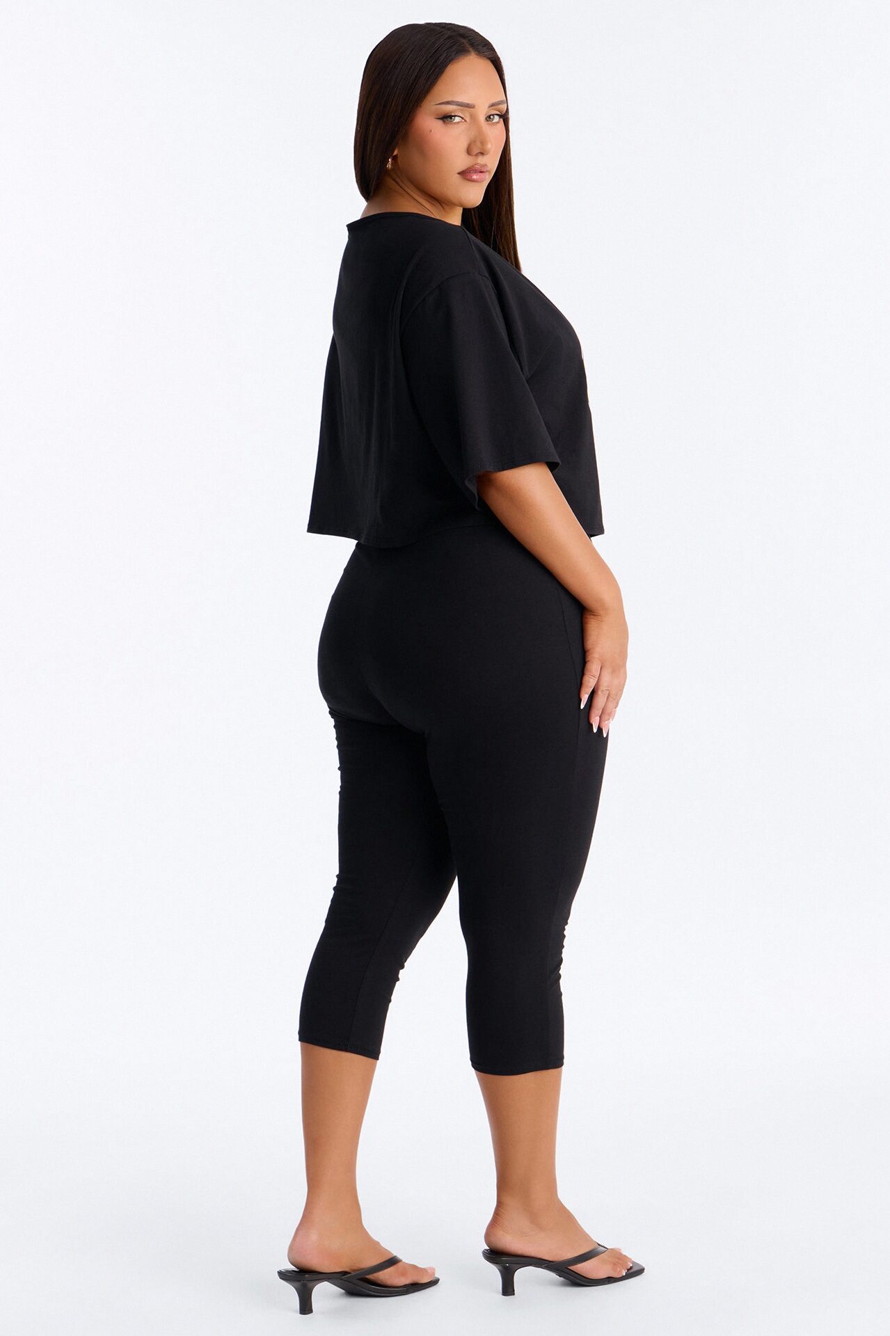 Victory Lap 3 Piece Off Shoulder Capri Set - Black