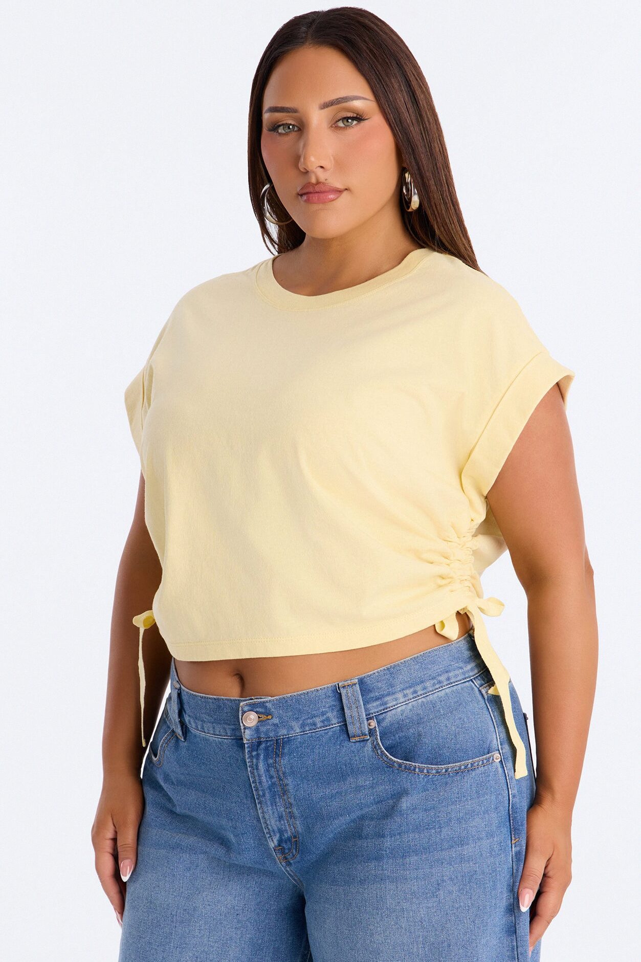 Take A Break Crew Neck Baby Tee - Butter Yellow