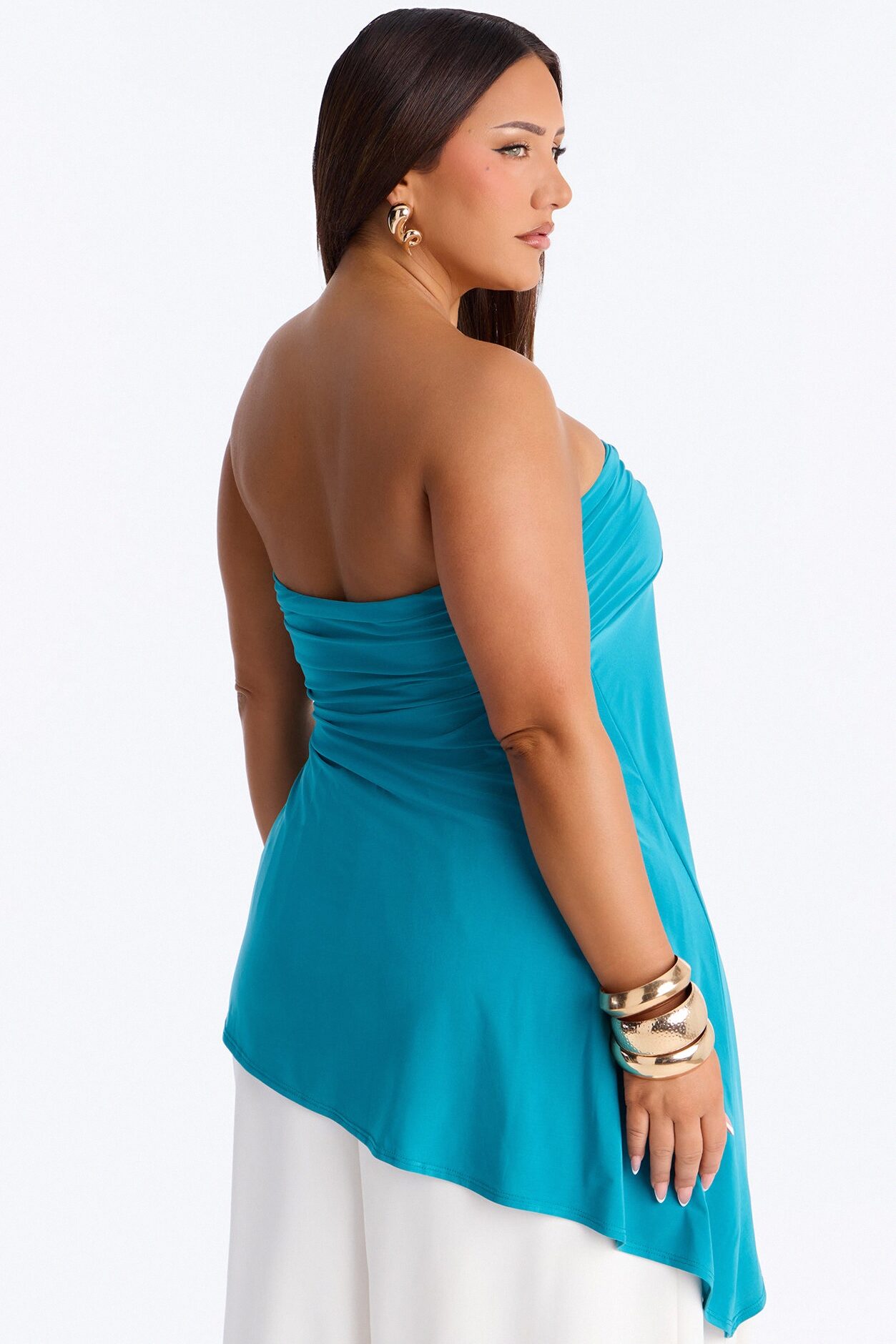On The Coast Hardware Asymmetrical Tube Top - Teal