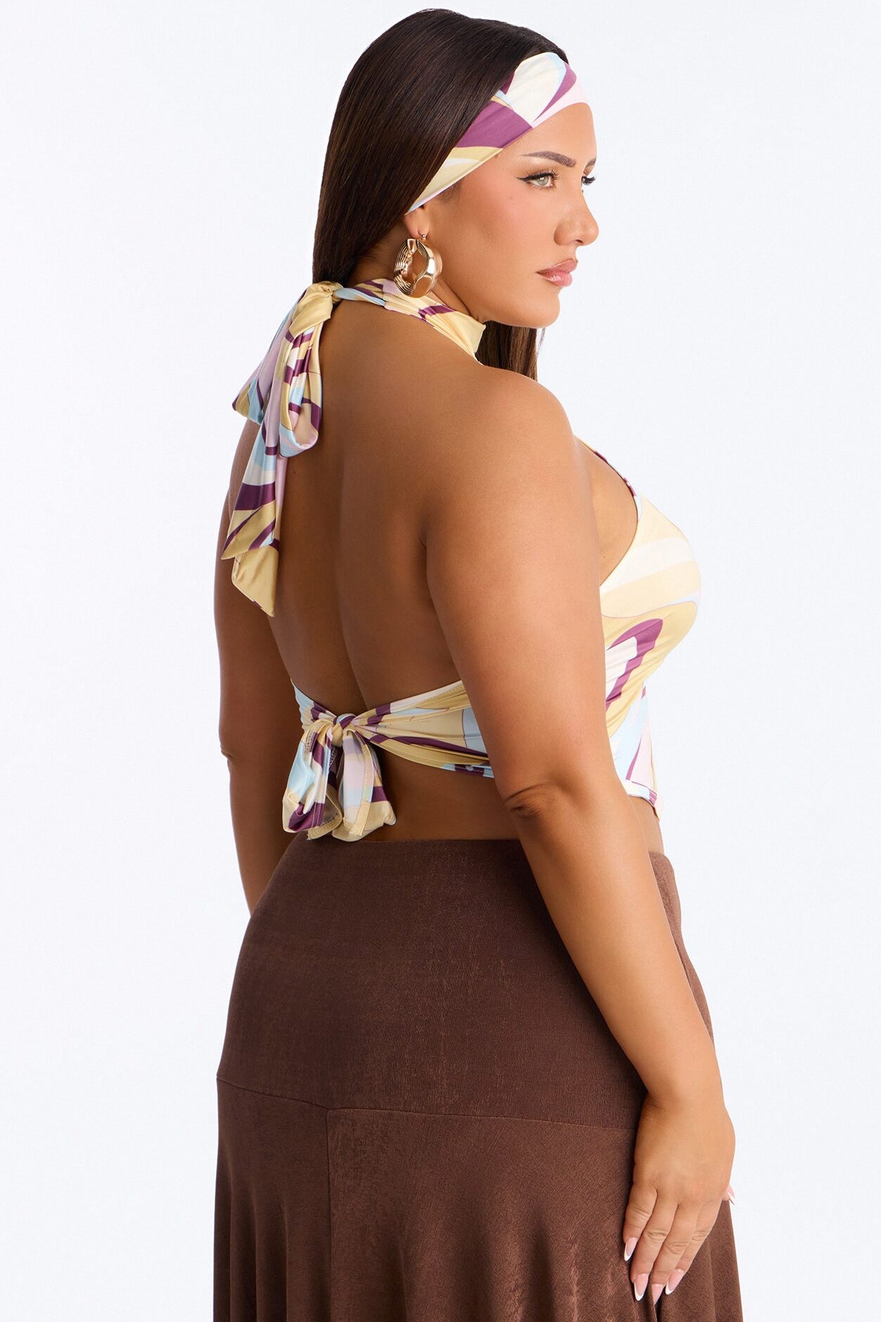 Euro Escape 2 Piece Headband and Halter Top - Yellow/combo