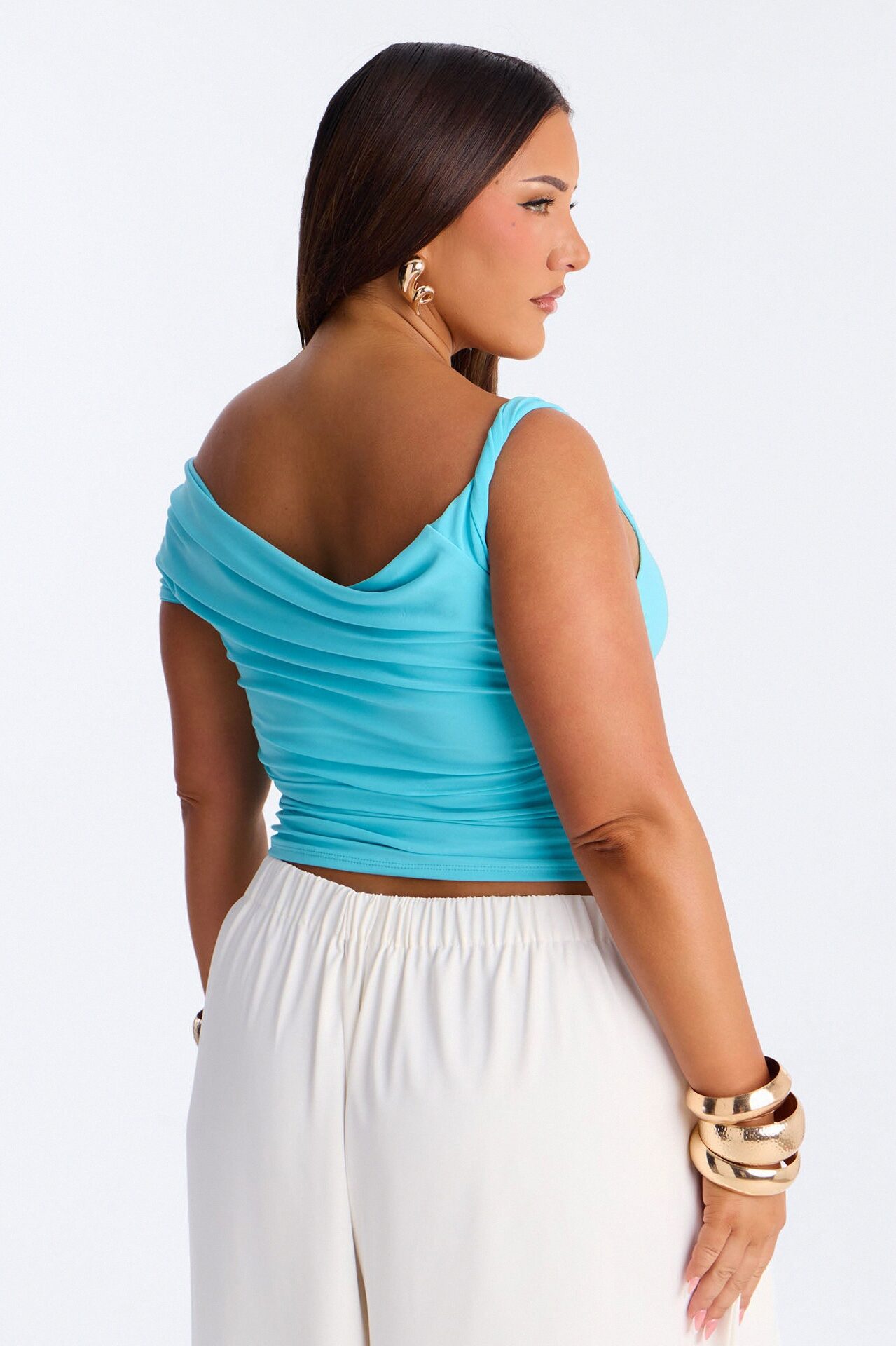 Blind Date One Shoulder Top - Aqua