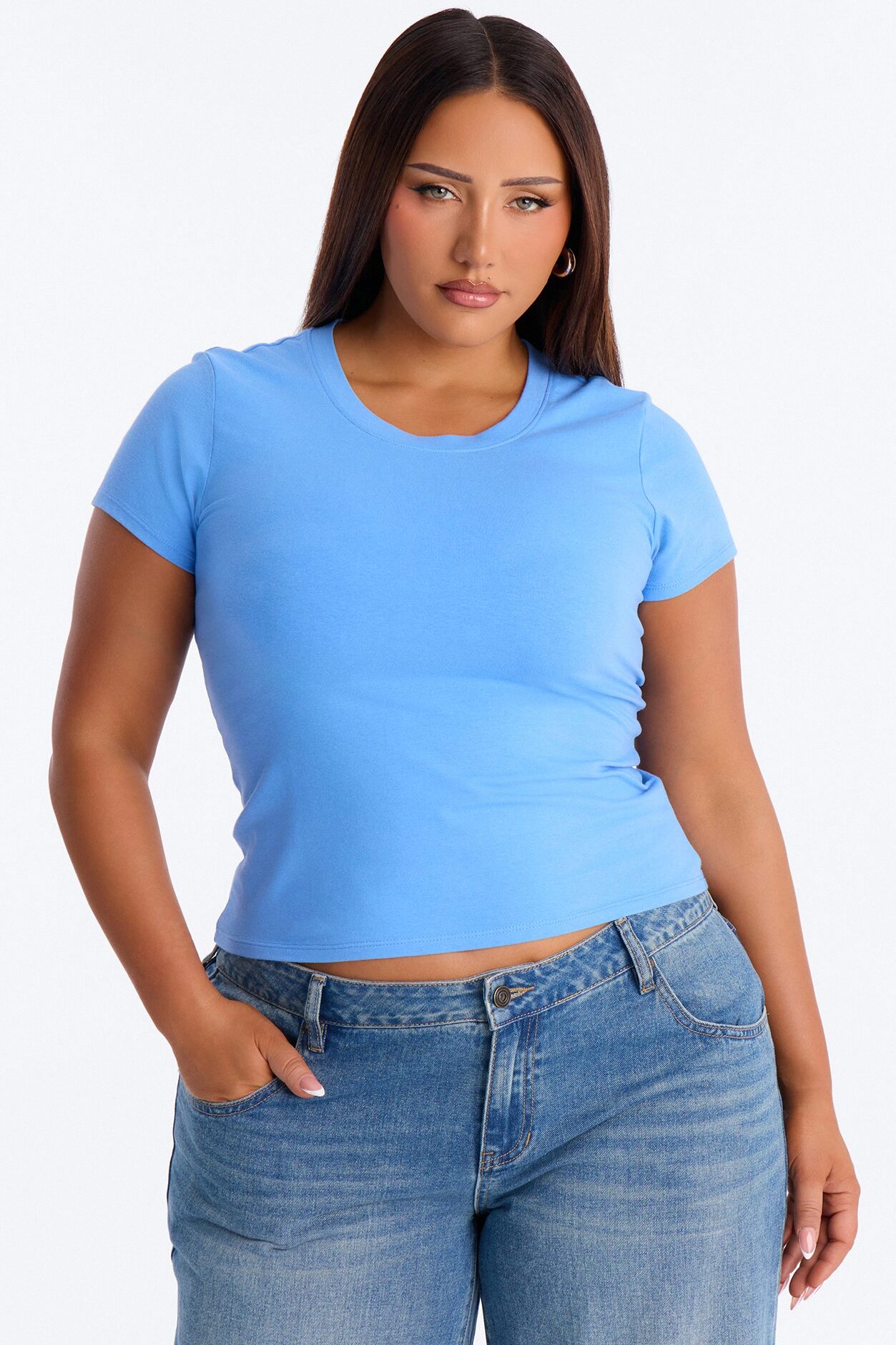 Alyssa Crew Neck Top - Periwinkle