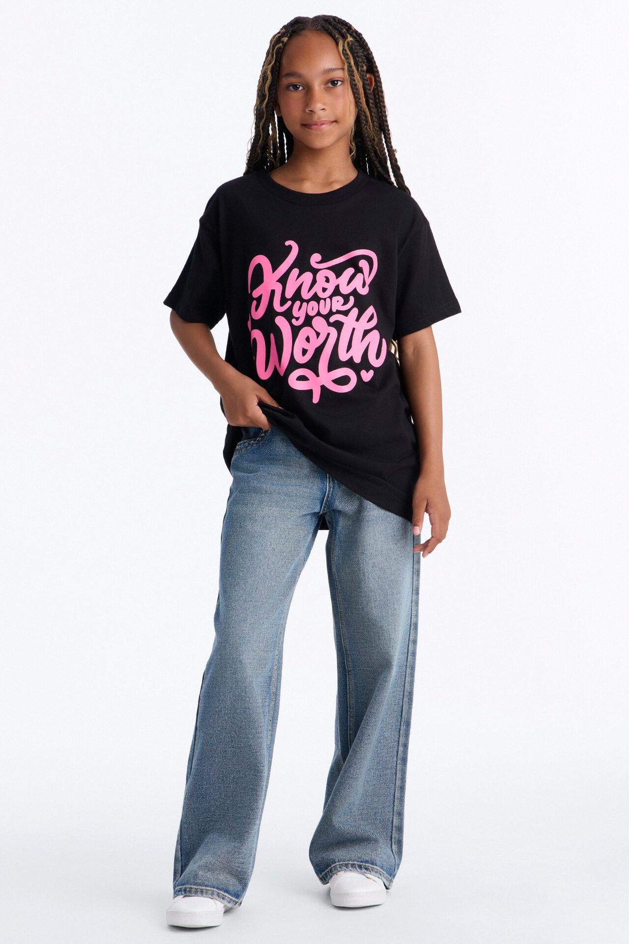 Mini Know Your Worth Short Sleeve Tee - Black