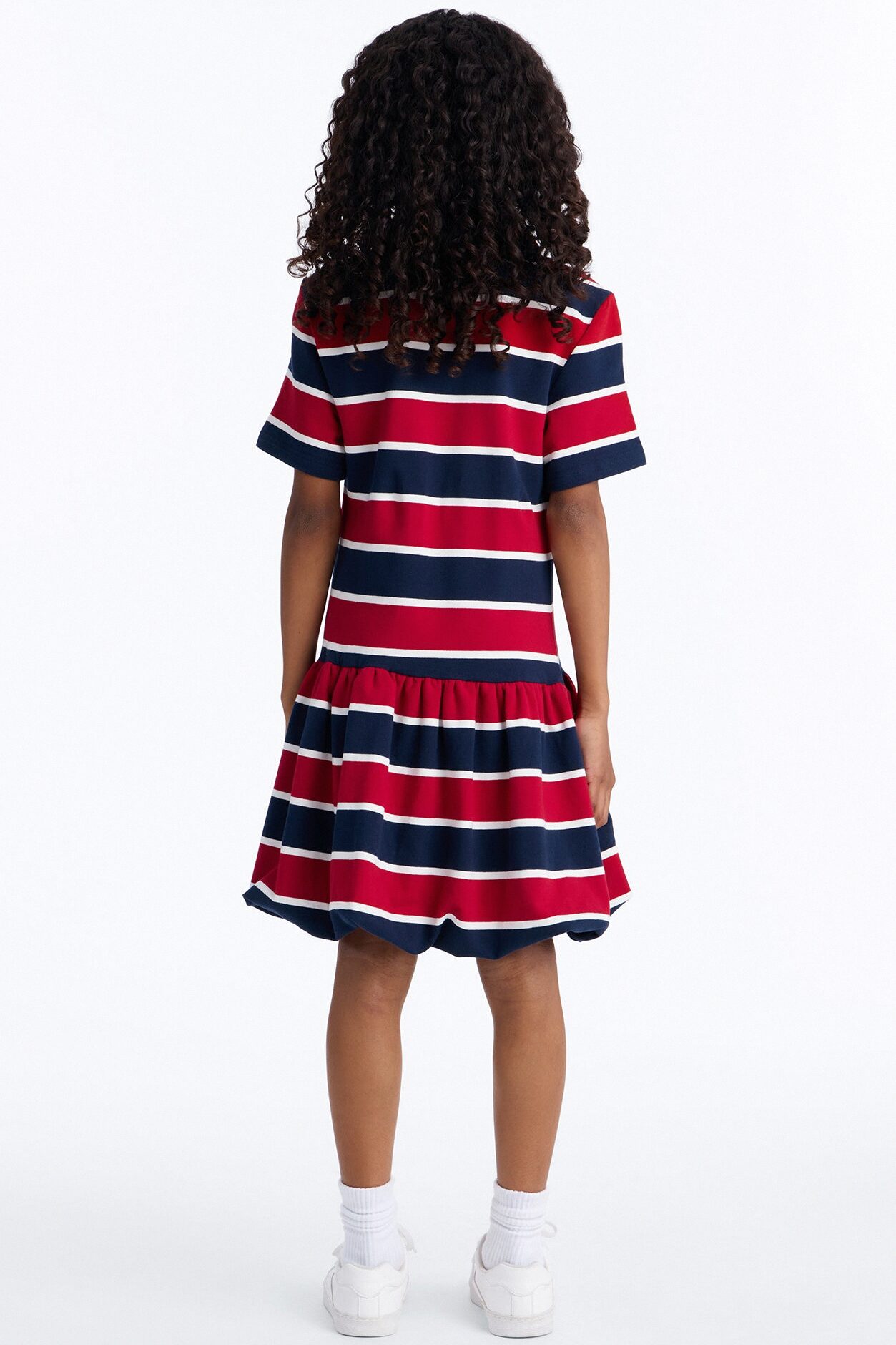 Mini Hayes Striped Bubble Mini Dress - Navy/Red