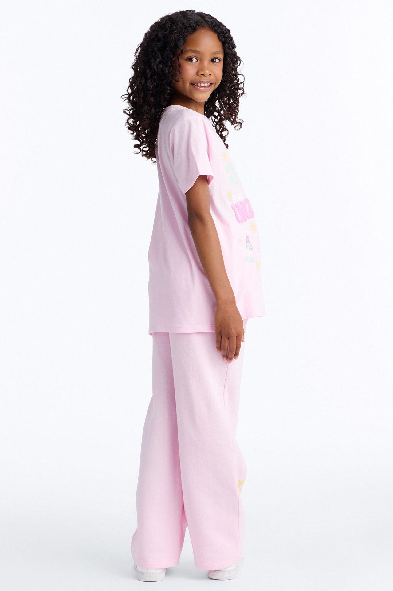 Mini Angel Stay Unique Wide Leg Pant Set - Pink