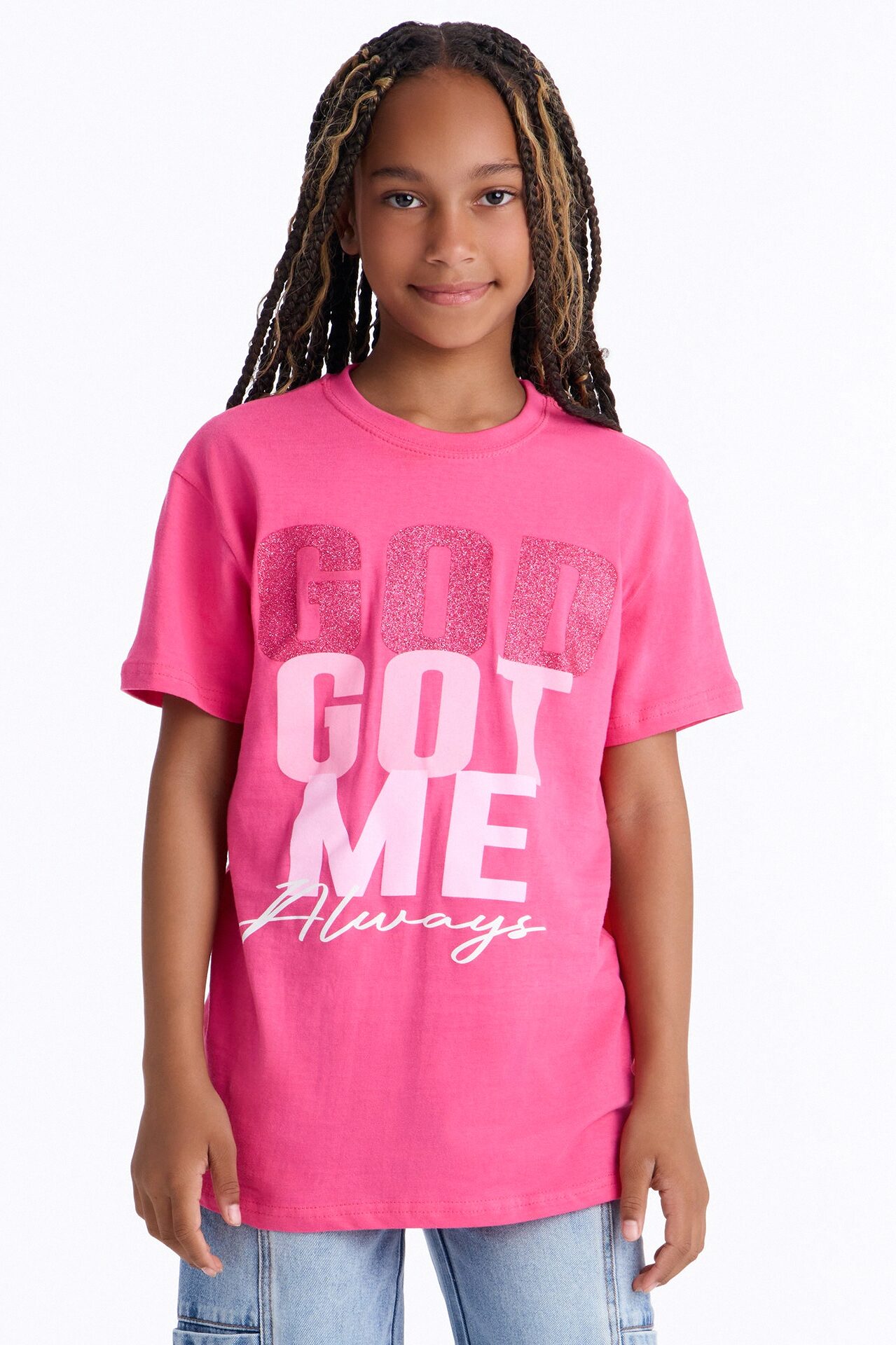 Mini God Got Me Always Short Sleeve Tee - Pink