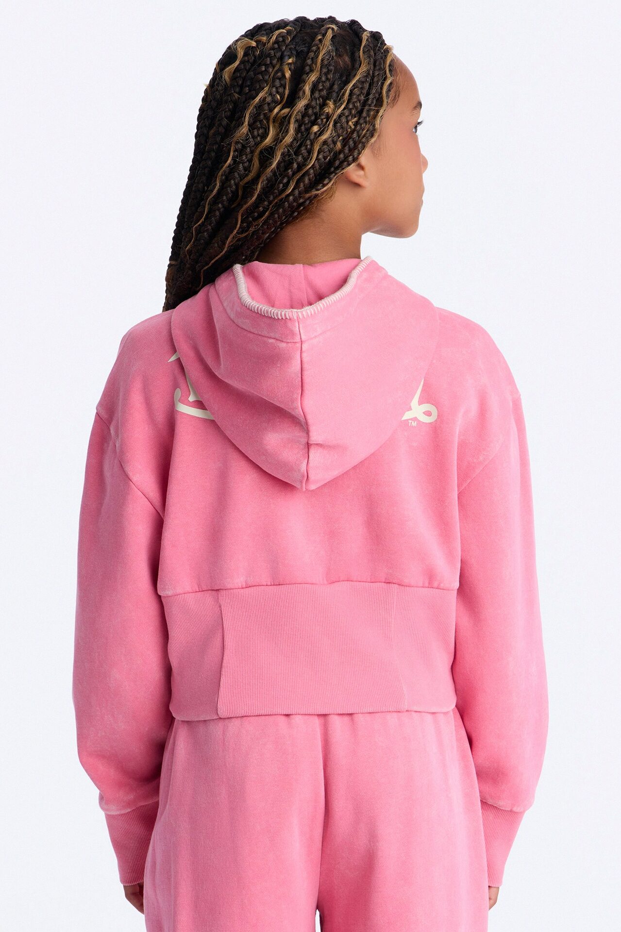 Mini Von Dutch Washed Faded Love Zip Up Sweatshirt - Pink