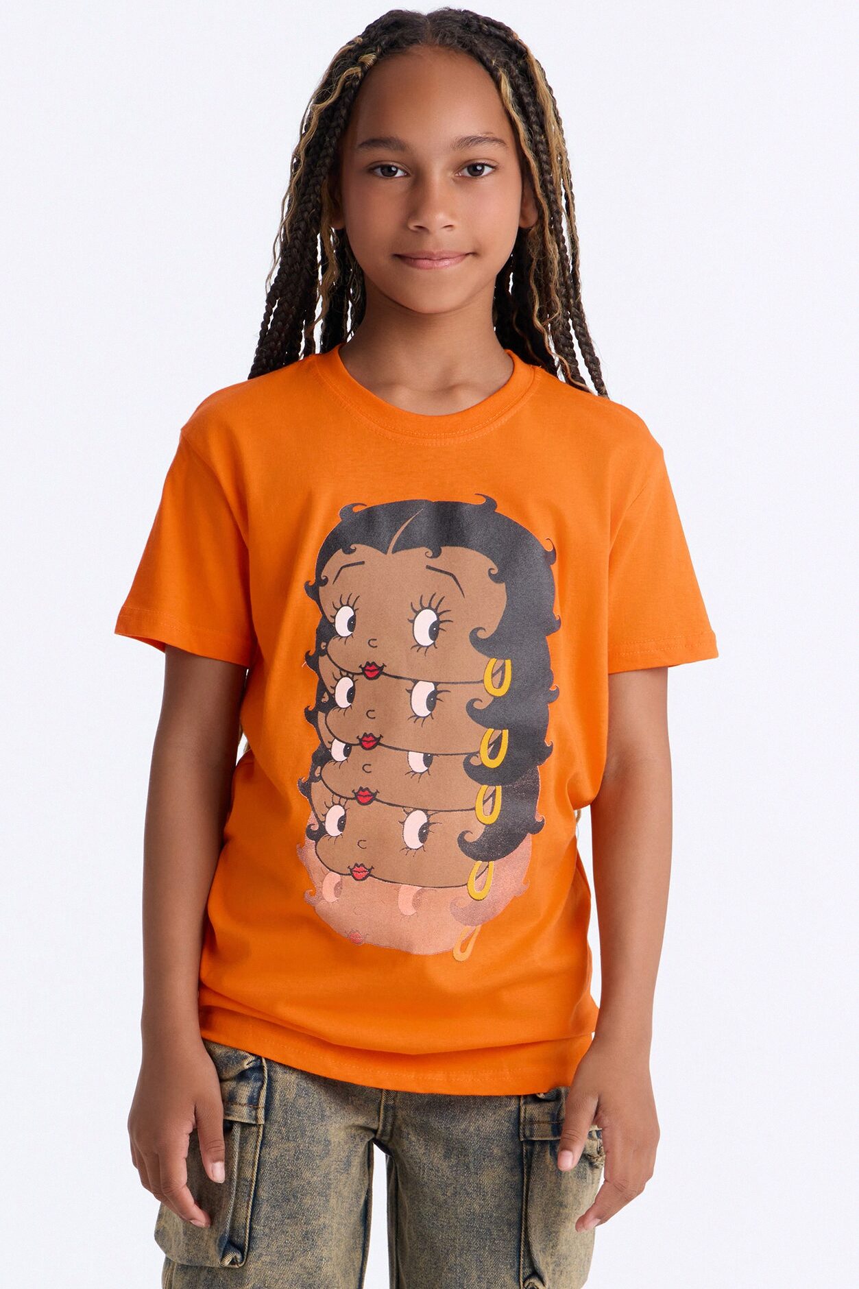 Mini Betty Boop On Repeat Short Sleeve Tee - Orange
