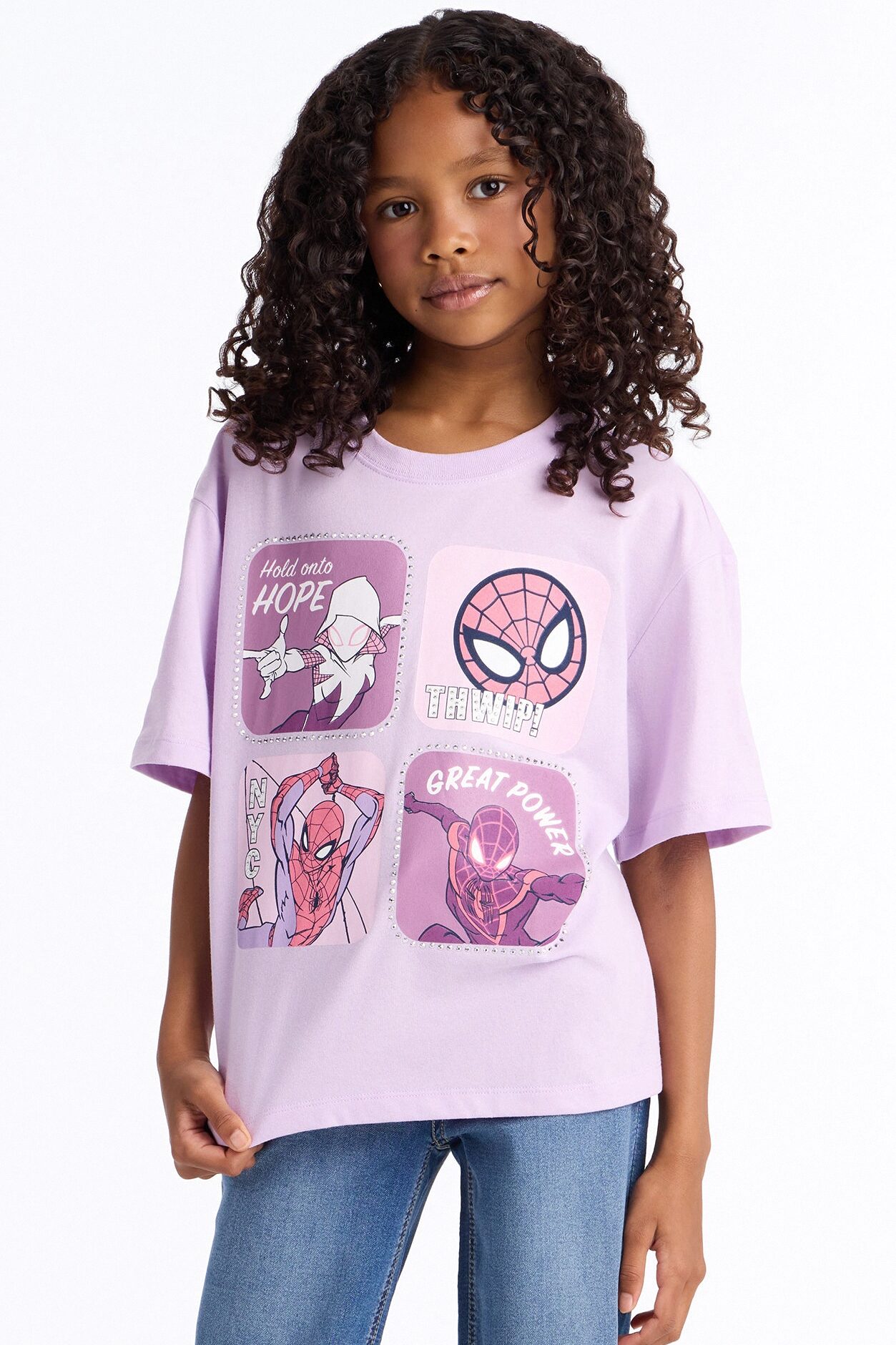 Mini Spiderman And Gwen Short Sleeve Tee - Lavender