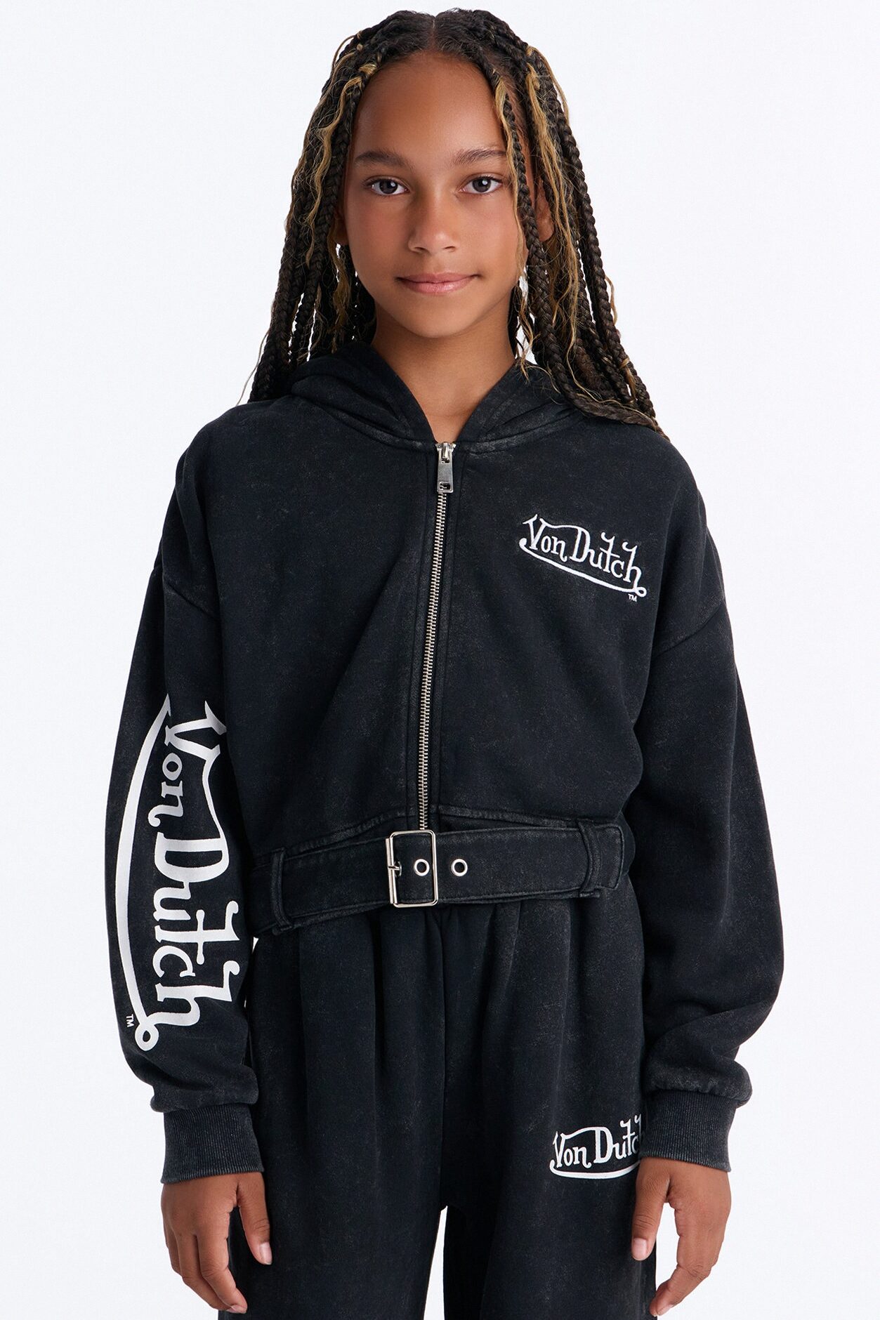 Mini Von Dutch Edgy Washed Fleece Hoodie - Black Wash
