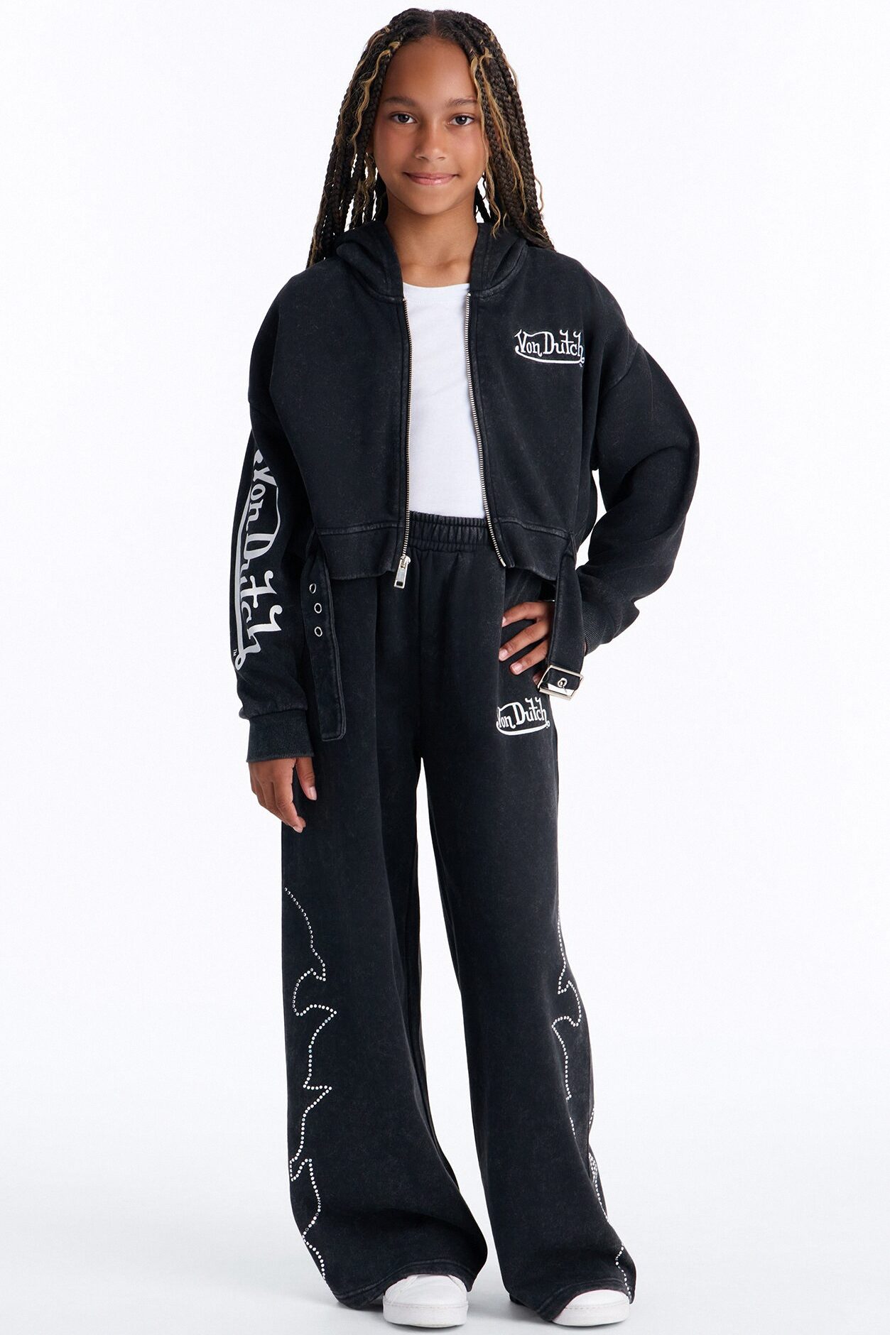 Mini Von Dutch Washed Fleece Pants - Black Wash