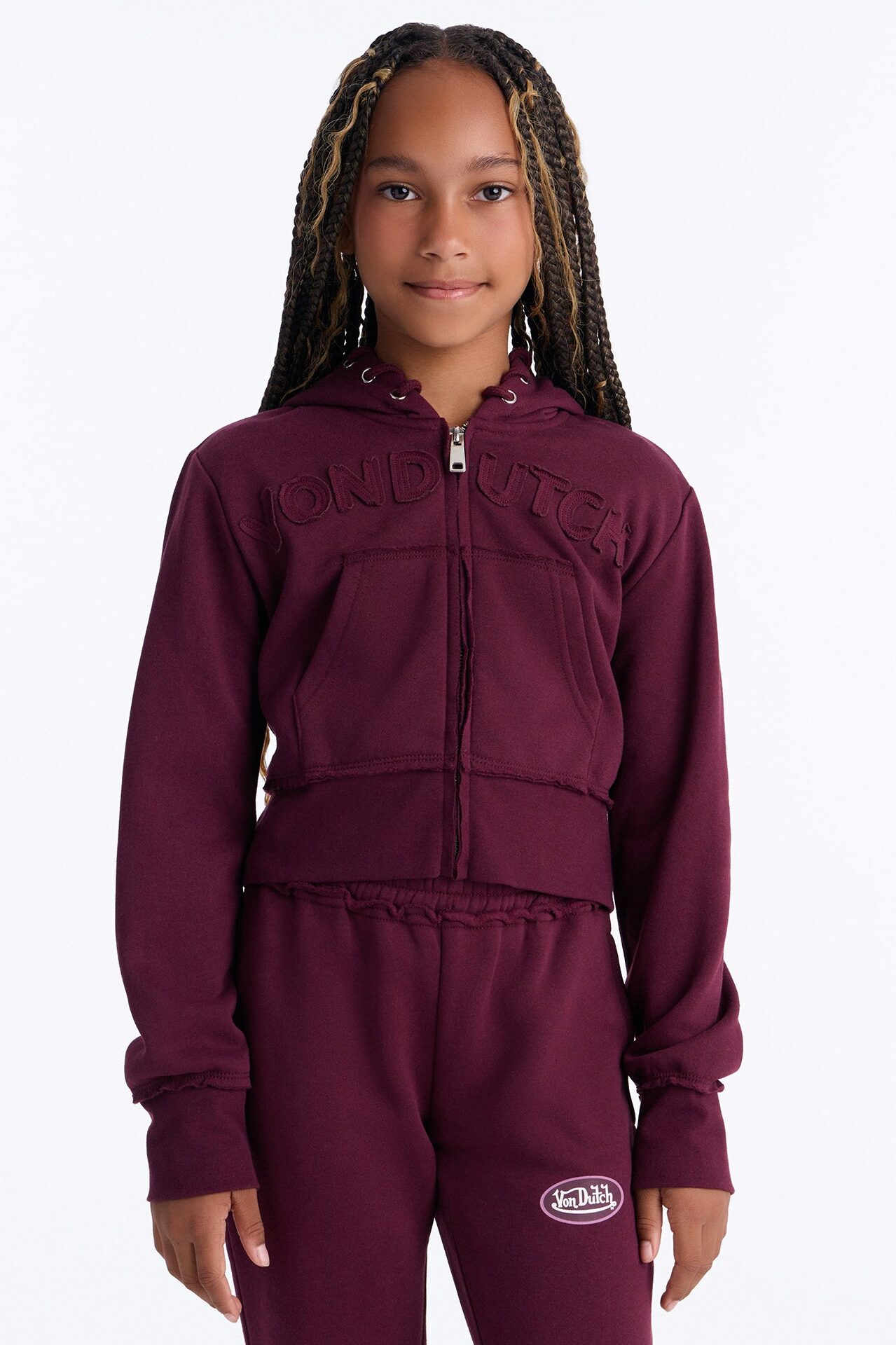 Mini Von Dutch Night Drive Zip Up Sweatshirt - Burgundy