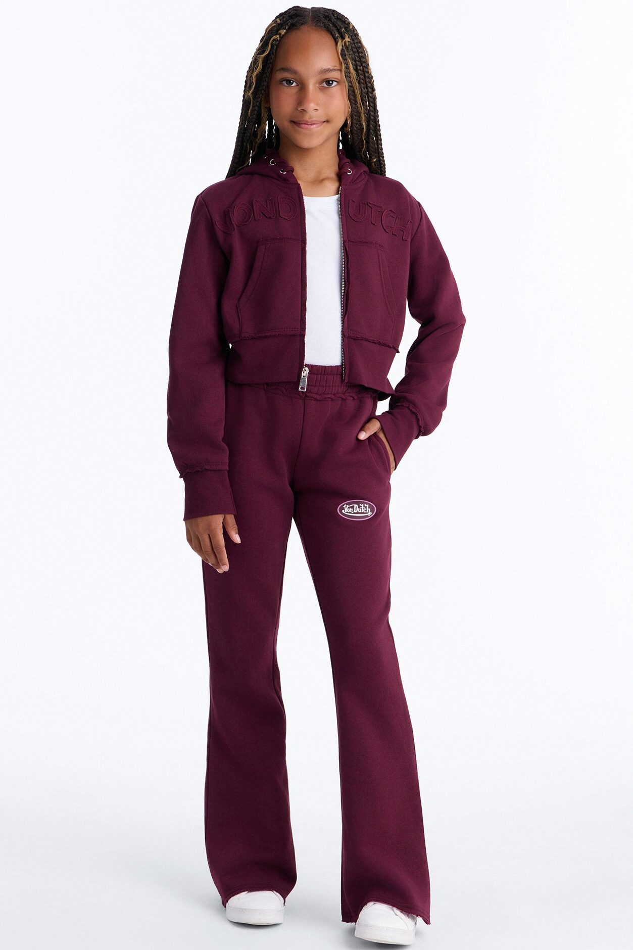 Mini Von Dutch Night Drive Flare Pants - Burgundy