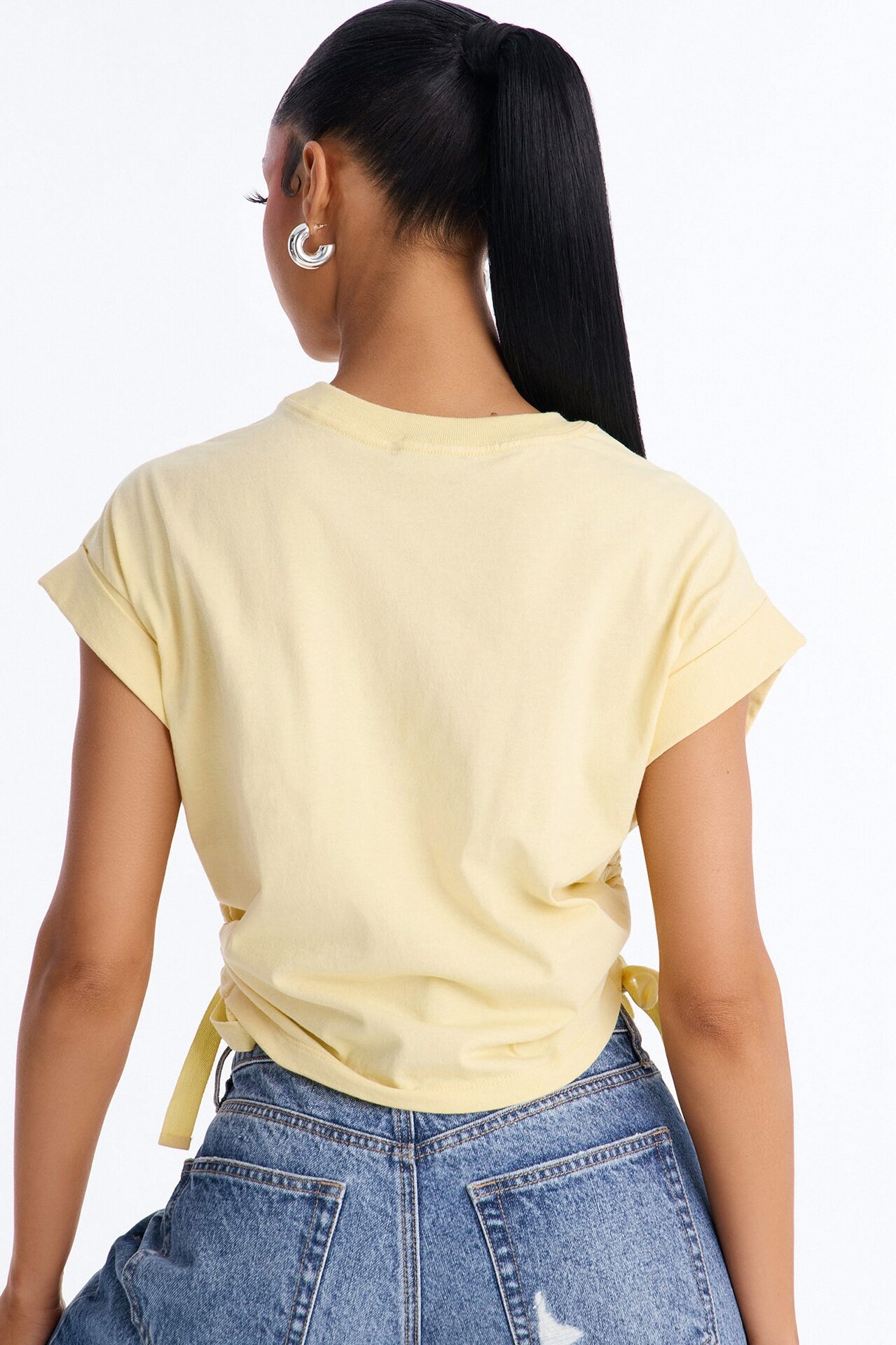 Take A Break Crew Neck Baby Tee - Butter Yellow