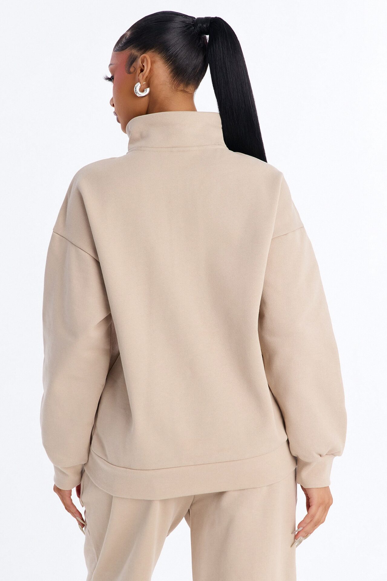 Libby Quarter Zip Fleece Sweatshirt - Taupe