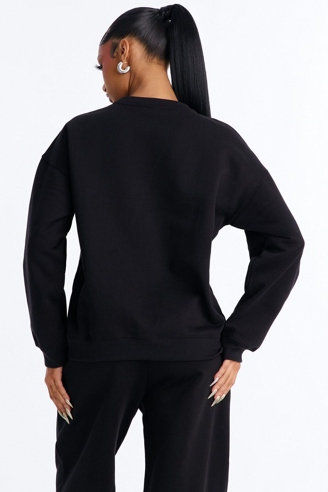 Libby Crew Neck Fleece Sweatshirt - Black