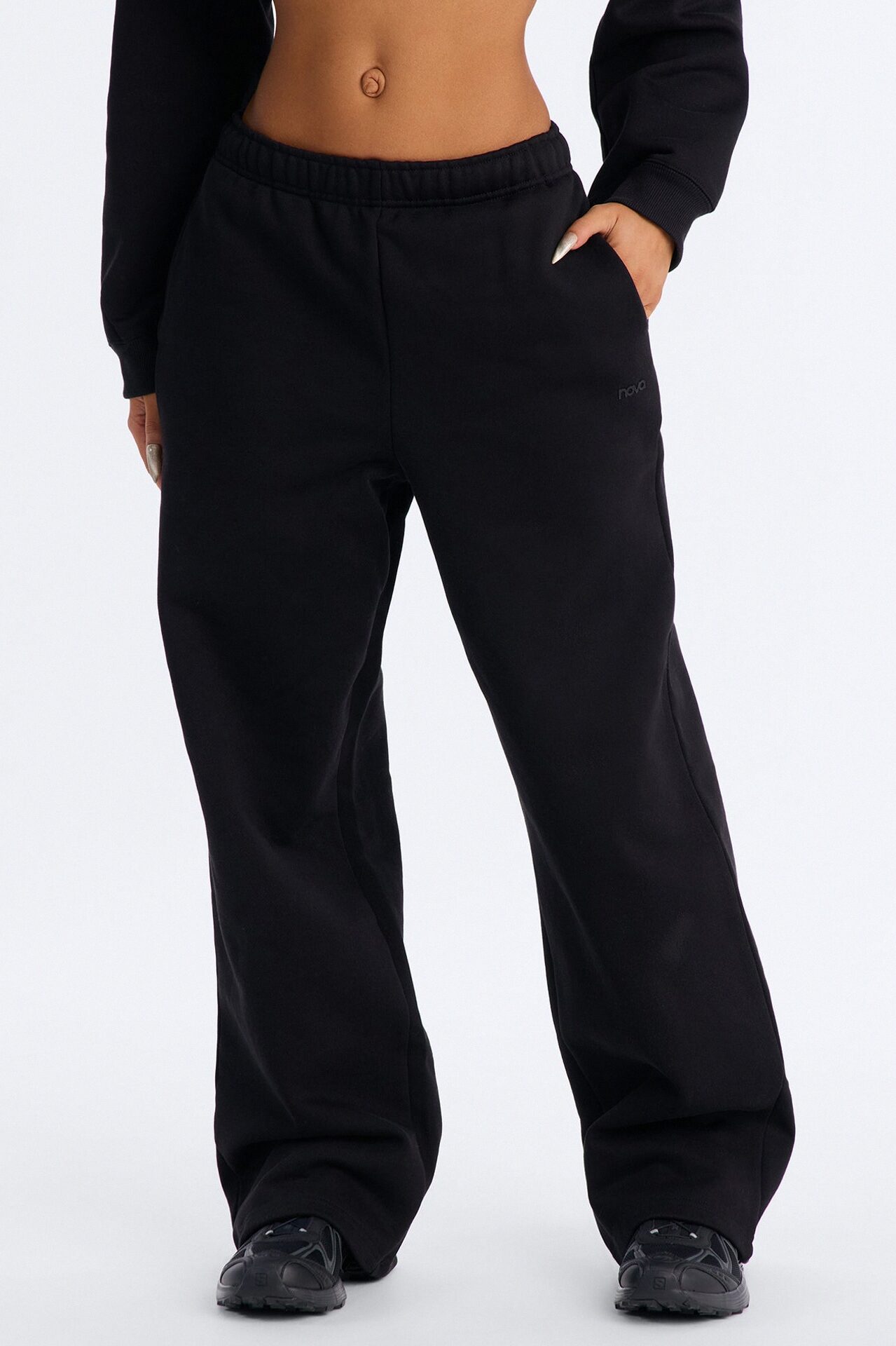 Libby Fleece Straight Leg Sweatpant - Black