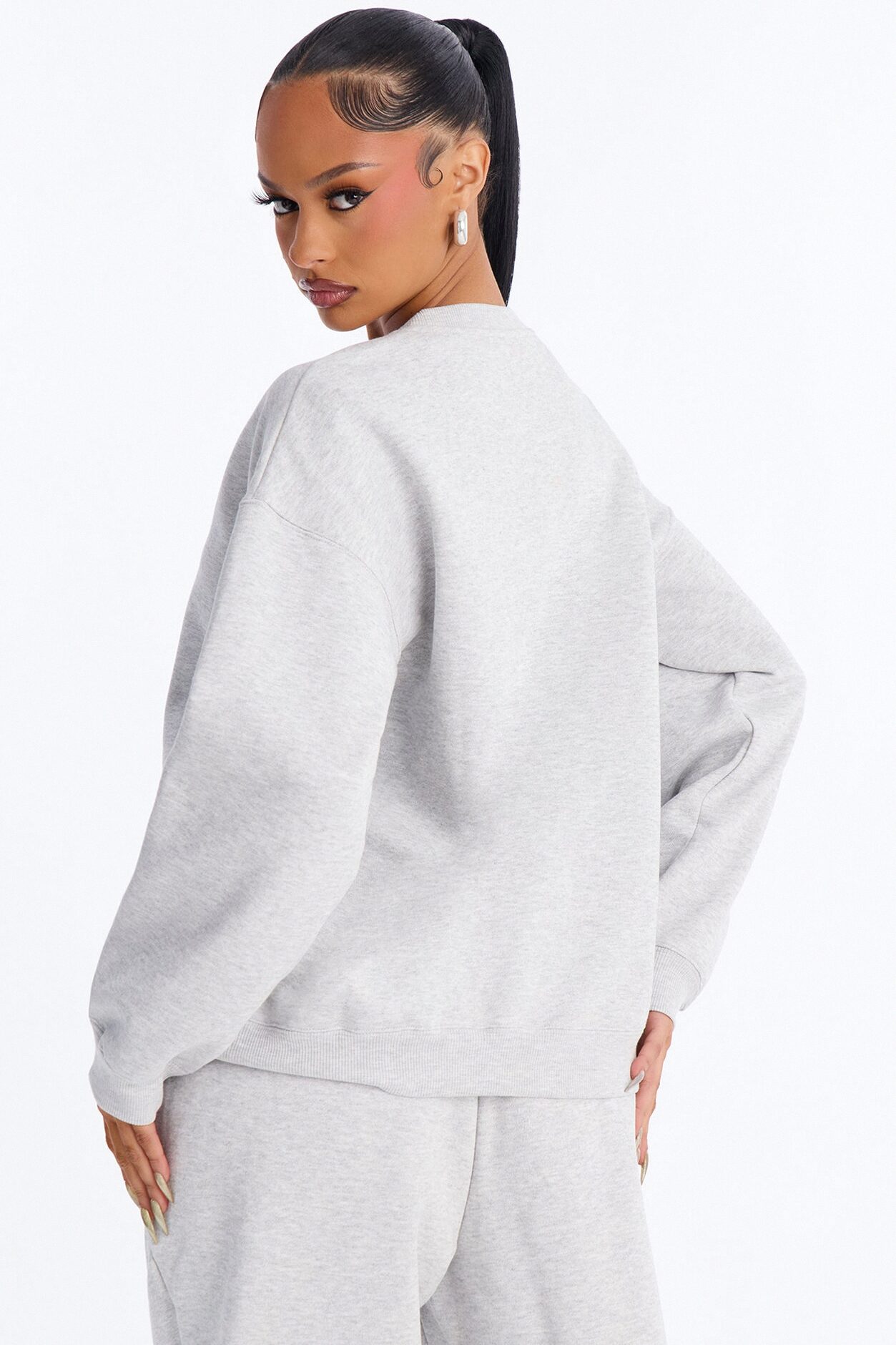 Libby Crew Neck Fleece Sweatshirt - Heather Grey