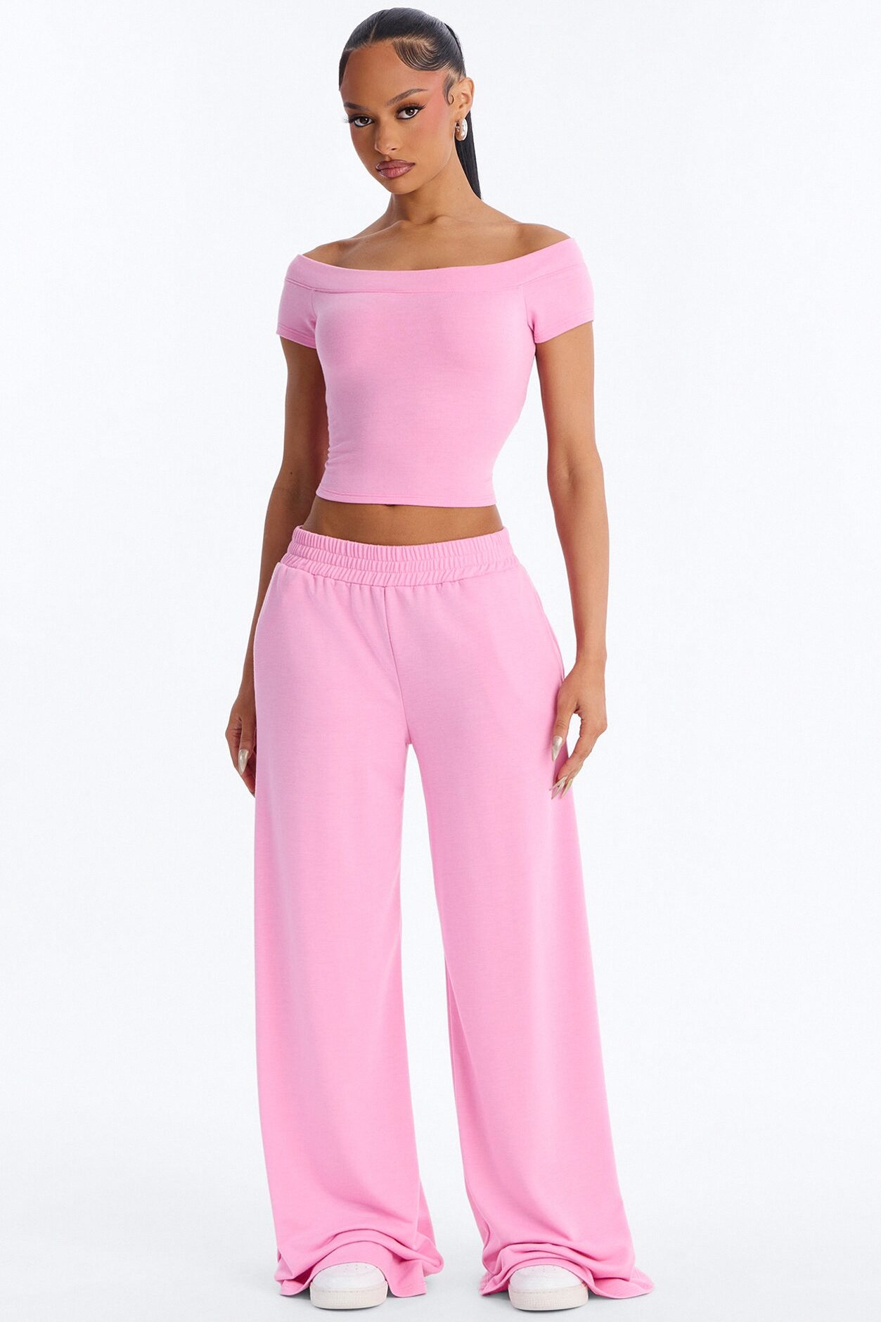 Maya Easy French Terry Pant Set - Pink