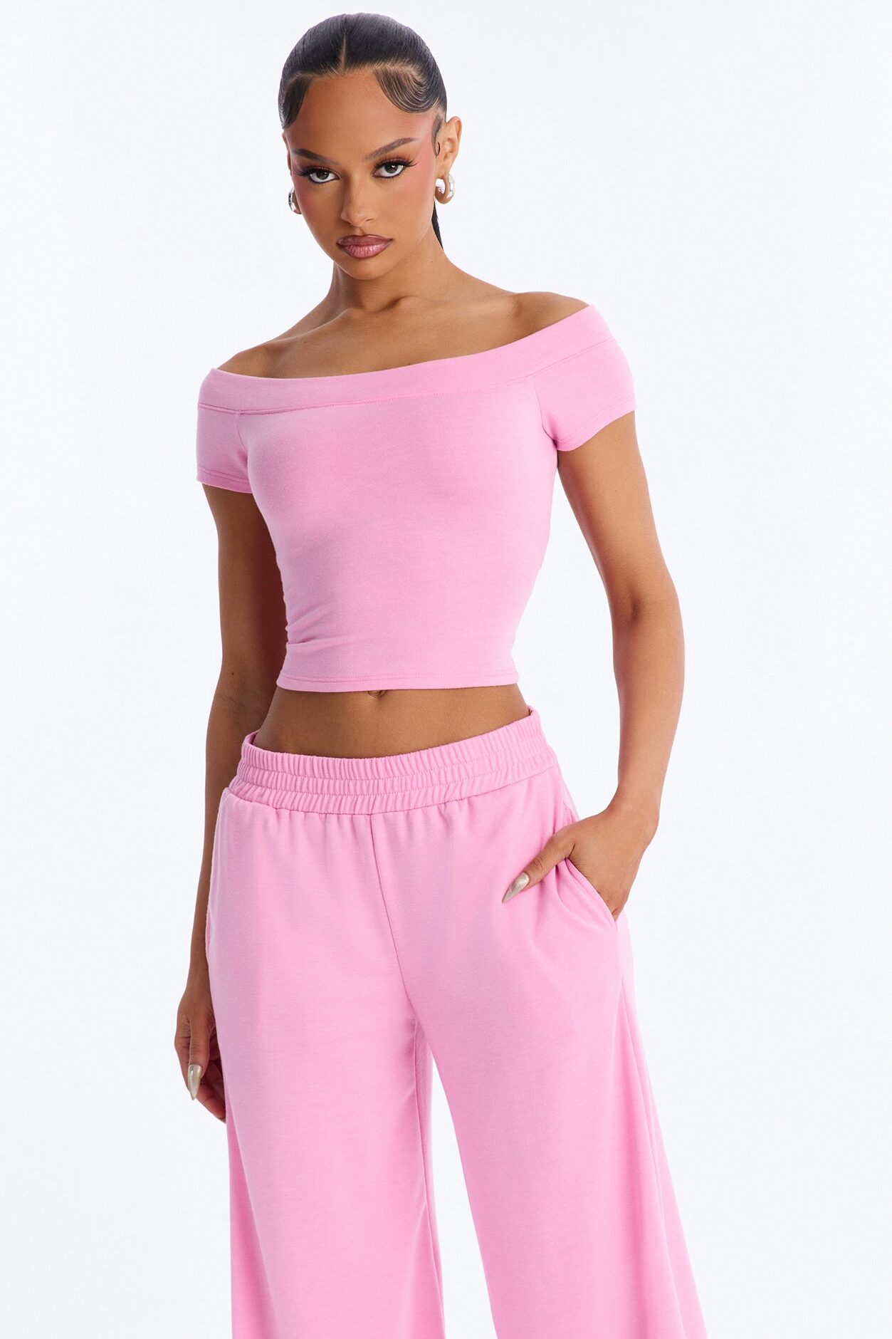 Maya Easy French Terry Pant Set - Pink