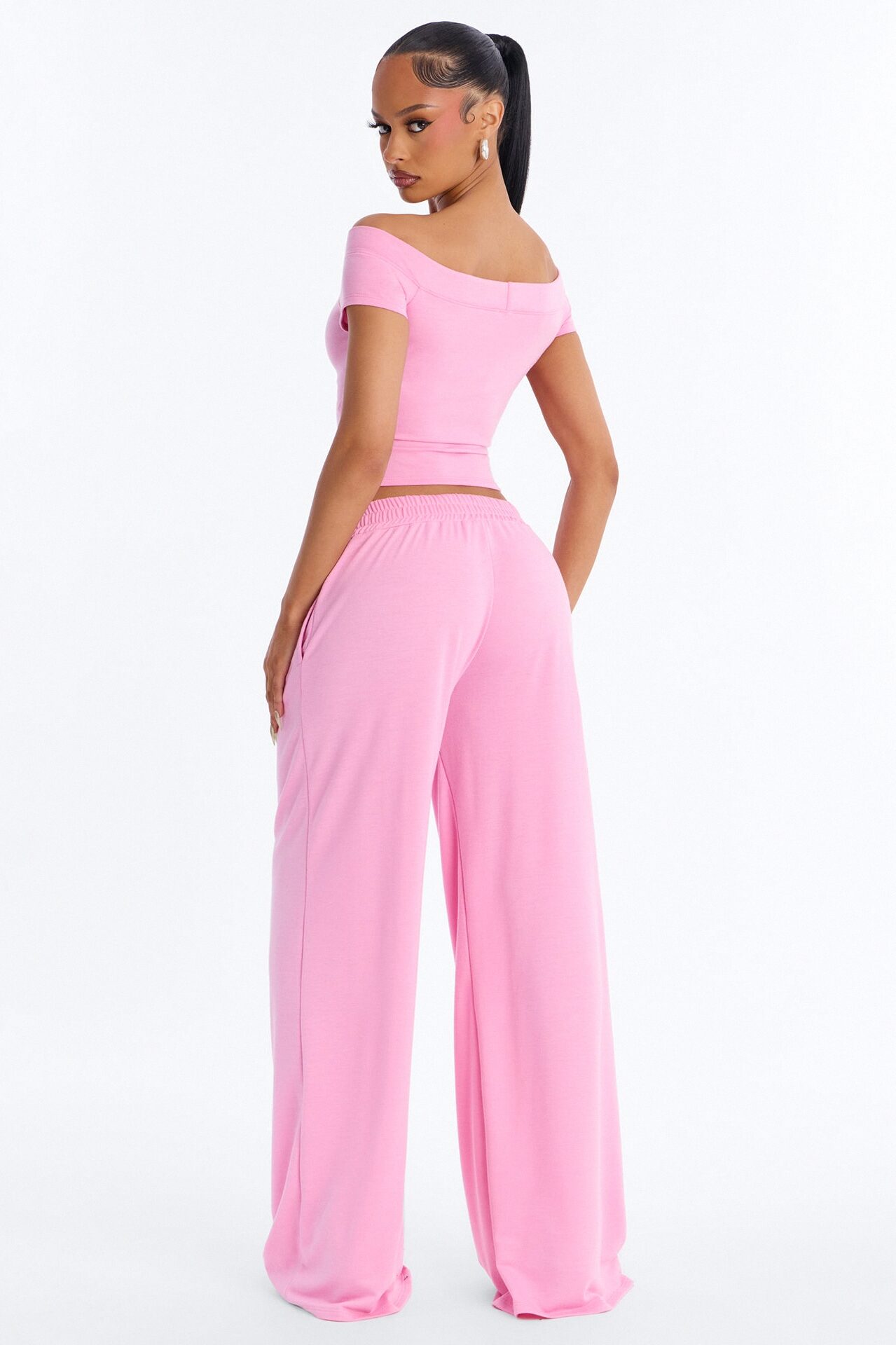 Maya Easy French Terry Pant Set - Pink