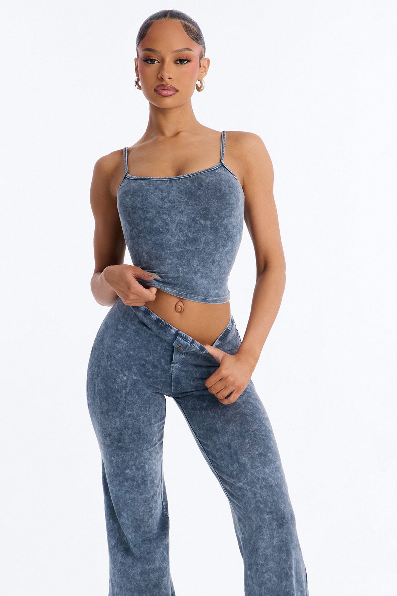 Chill Day Washed Pant Set - Blue